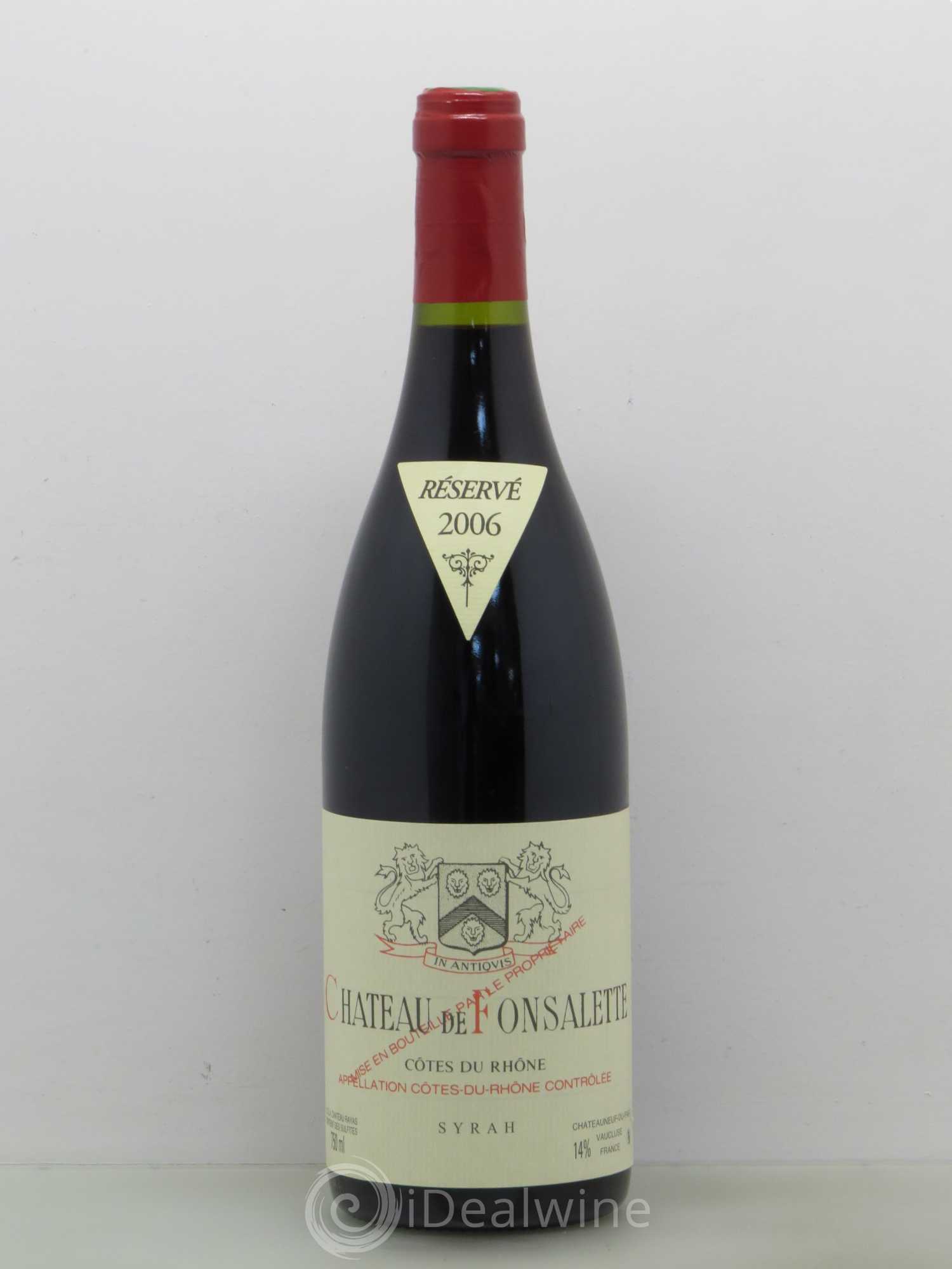 Côtes-du-Rhône Cuvée Syrah Château de Fonsalette 2006 - Lot de 1 bouteille - 0