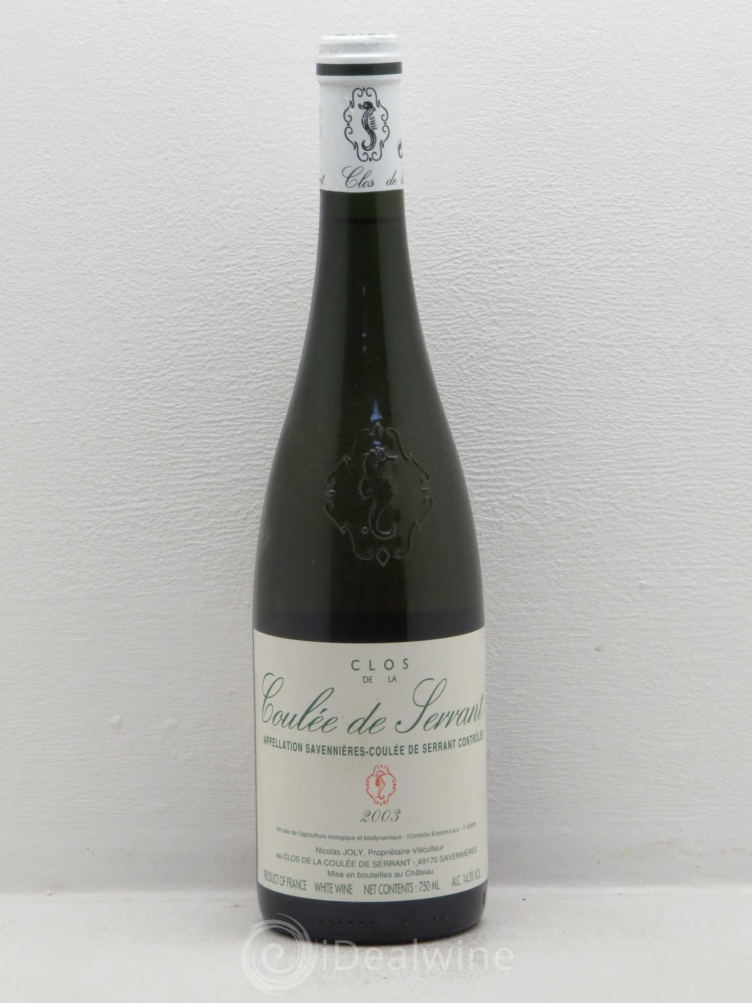 Savennières Clos de la Coulée de Serrant Vignobles de la Coulée de Serrant - Nicolas Joly 2003 - Lot de 1 bouteille - 0