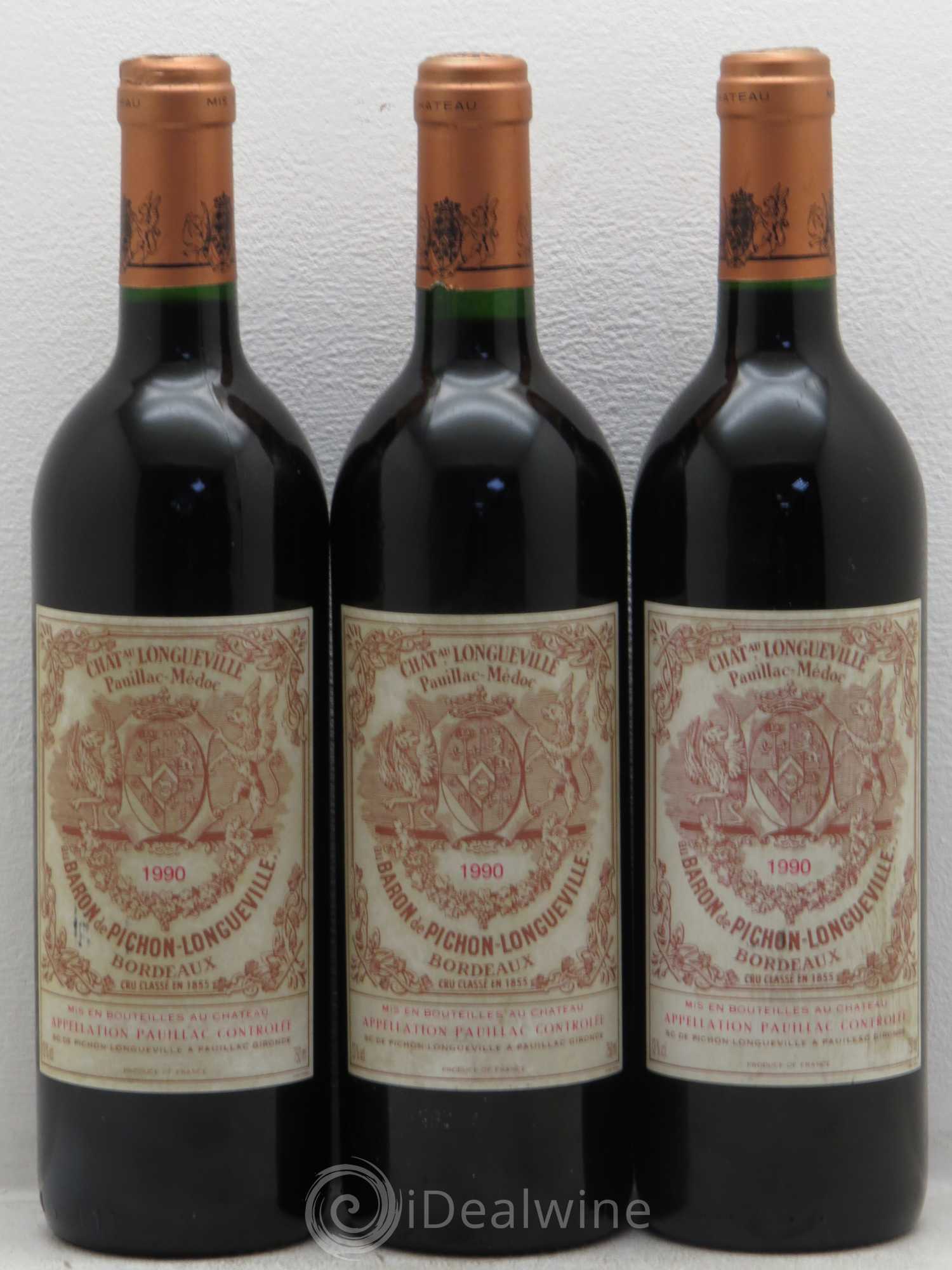 Pichon Longueville Baron 2ème Grand Cru Classé 1990 - Lot de 3 bouteilles - 0