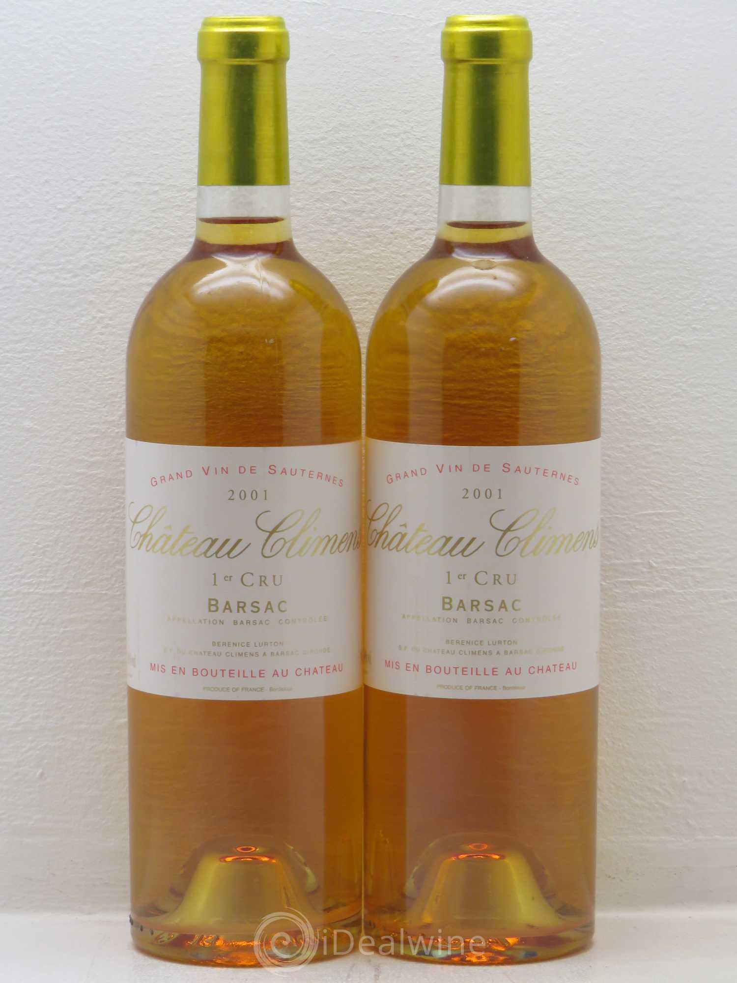 Château Climens 1er Grand Cru Classé 2001 - Lotto di 2 bottiglie - 0