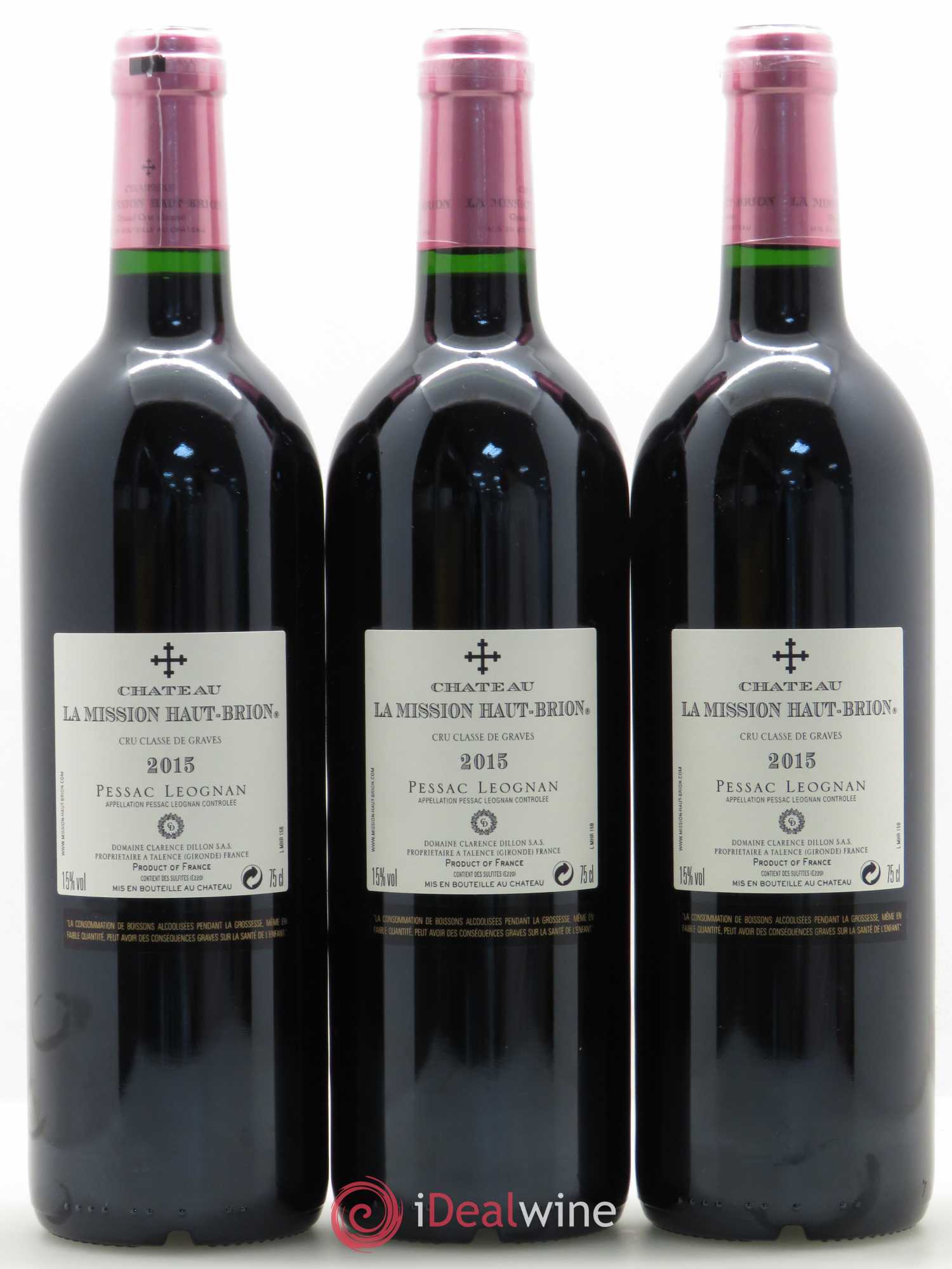 Château la Mission Haut-Brion Cru Classé de Graves 2015 - Lot de 3 bouteilles - 1