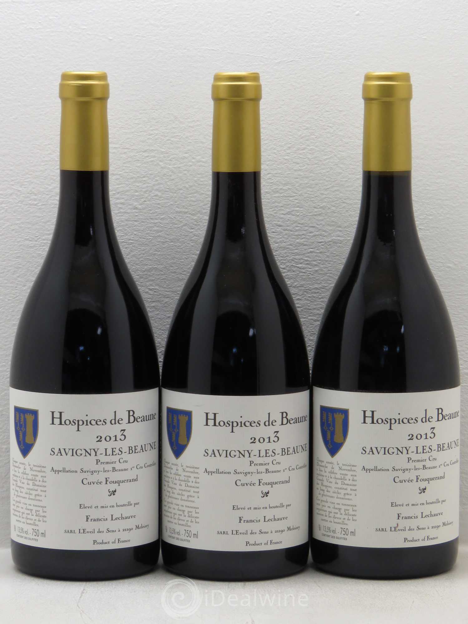 Savigny-lès-Beaune 1er Cru Cuvee Fouquerand Hospices de Beaune Francis Lechauve 2013 - Posten von 3 Flaschen - 0