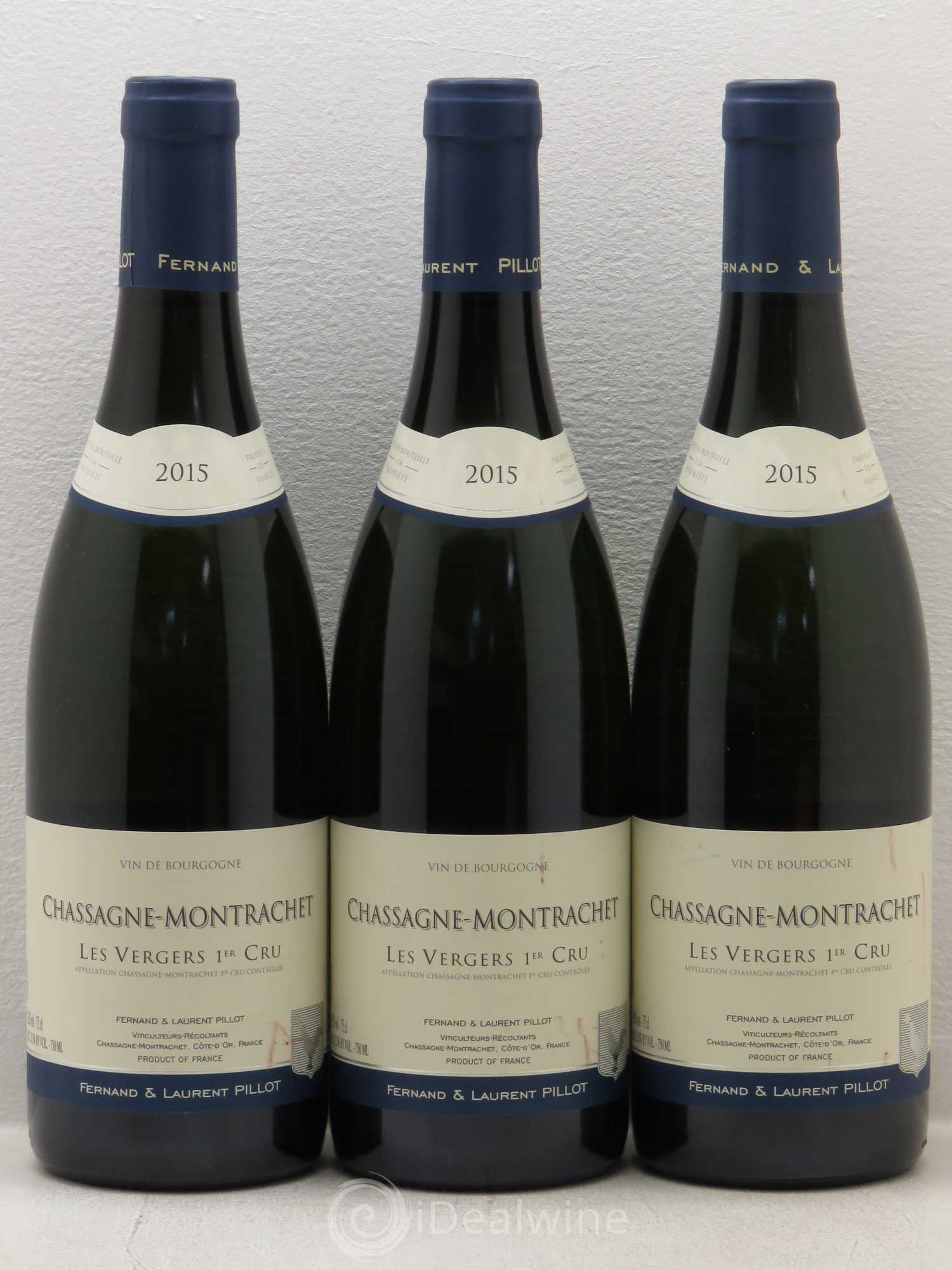 Chassagne-Montrachet 1er Cru Les Vergers Domaine Fernand Et Laurent Pillot 2015 - Posten von 3 Flaschen - 0