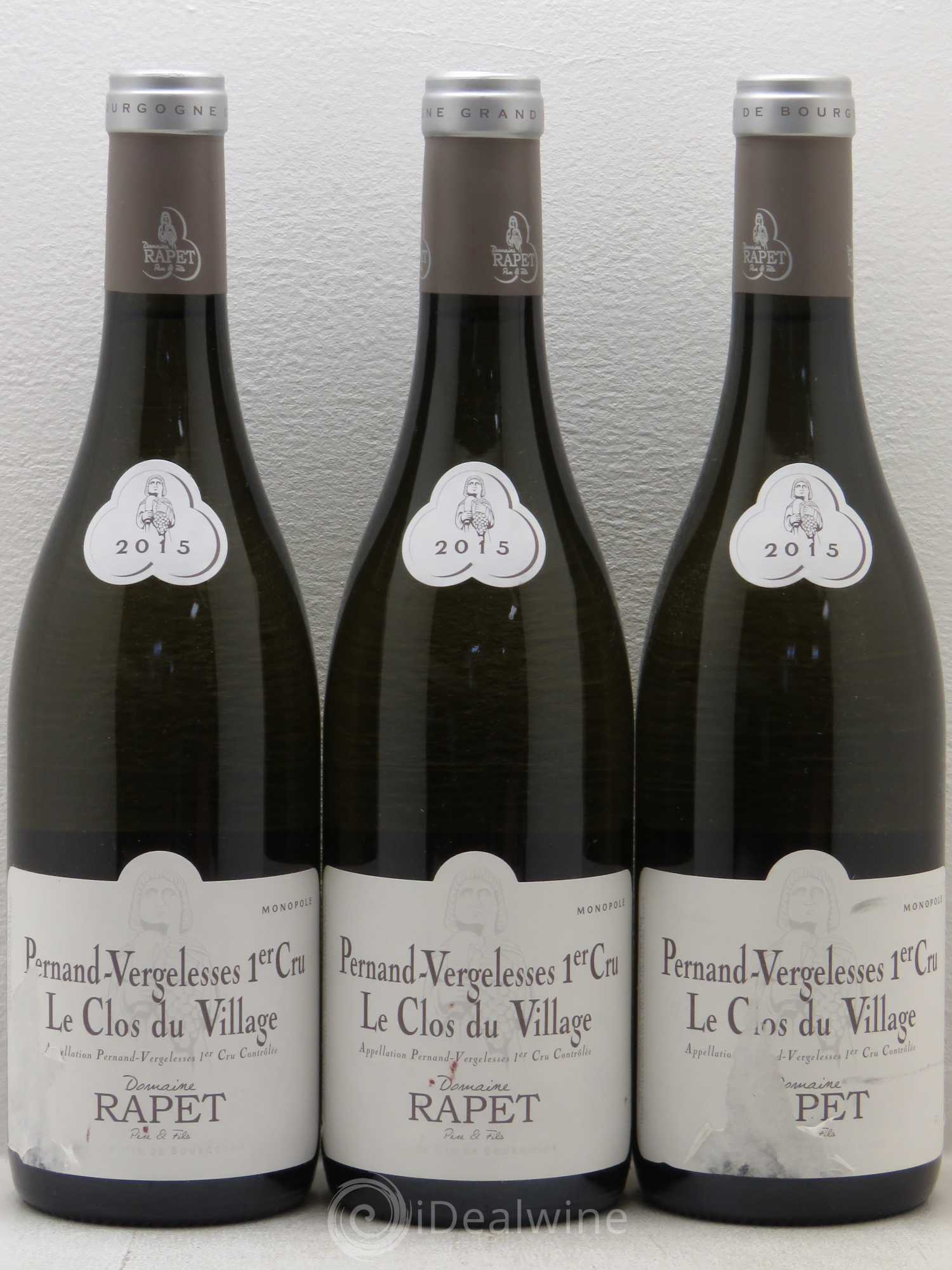 Pernand-Vergelesses 1er Cru Le Clos Du Village Domaine Vincent Rapet 2015 - Posten von 3 Flaschen - 0
