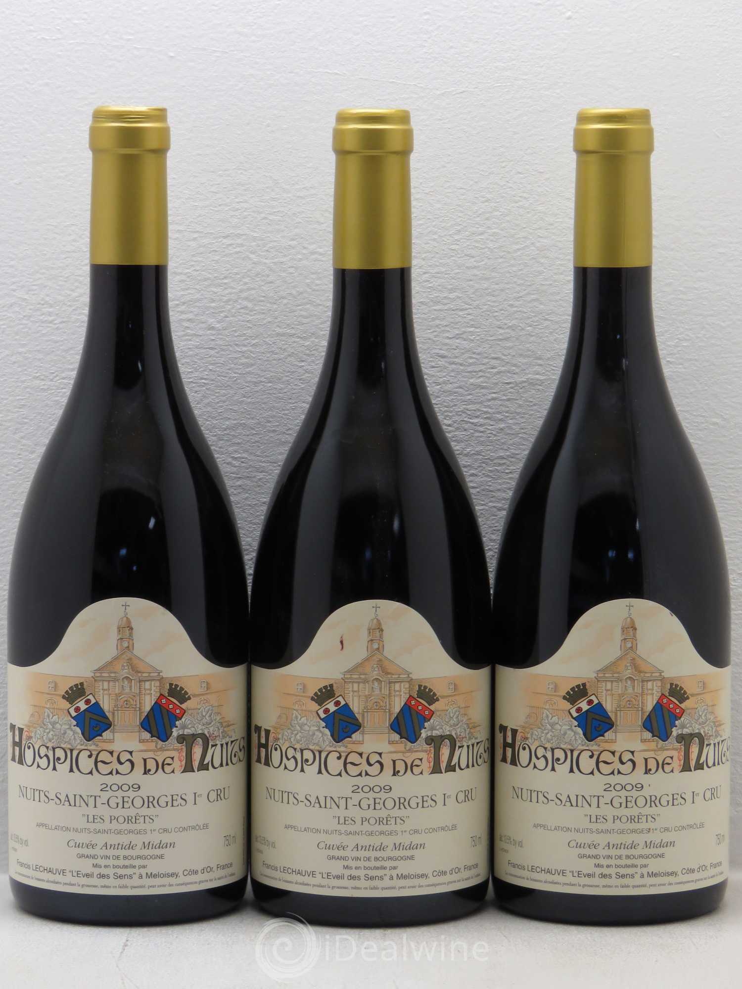Nuits-Saint-Georges 1er Cru Les Porets Cuvee Antide Midan Domaine Hospices De Nuit 2009 - Posten von 3 Flaschen - 0