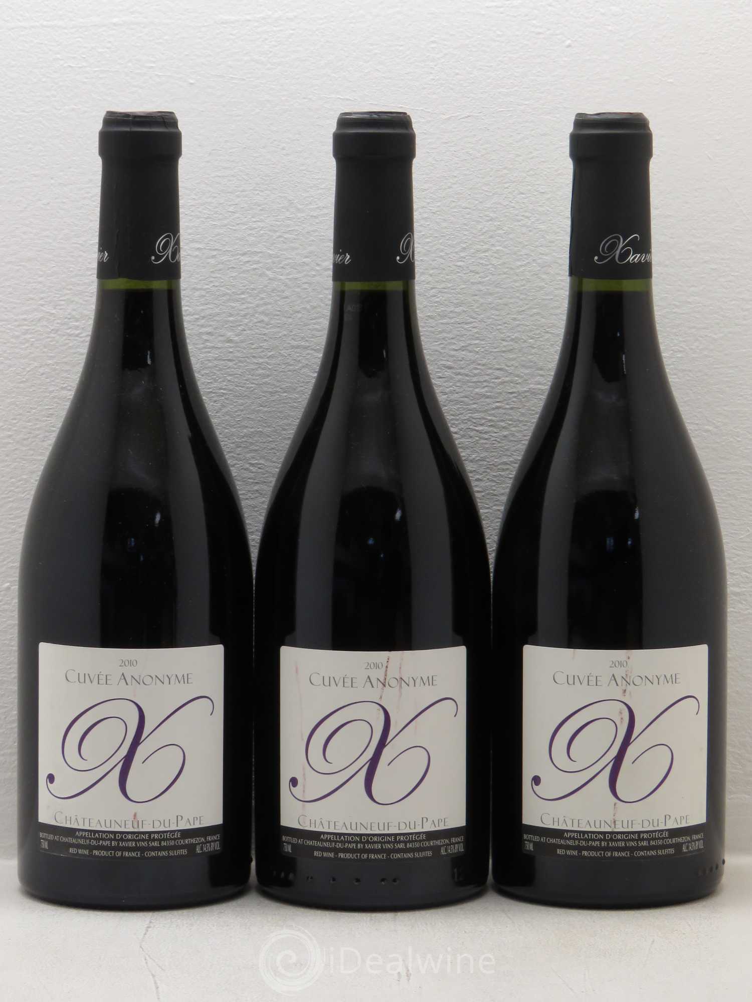 Châteauneuf-du-Pape Anonyme Xavier Vins 2010 - Lot de 3 bouteilles - 0