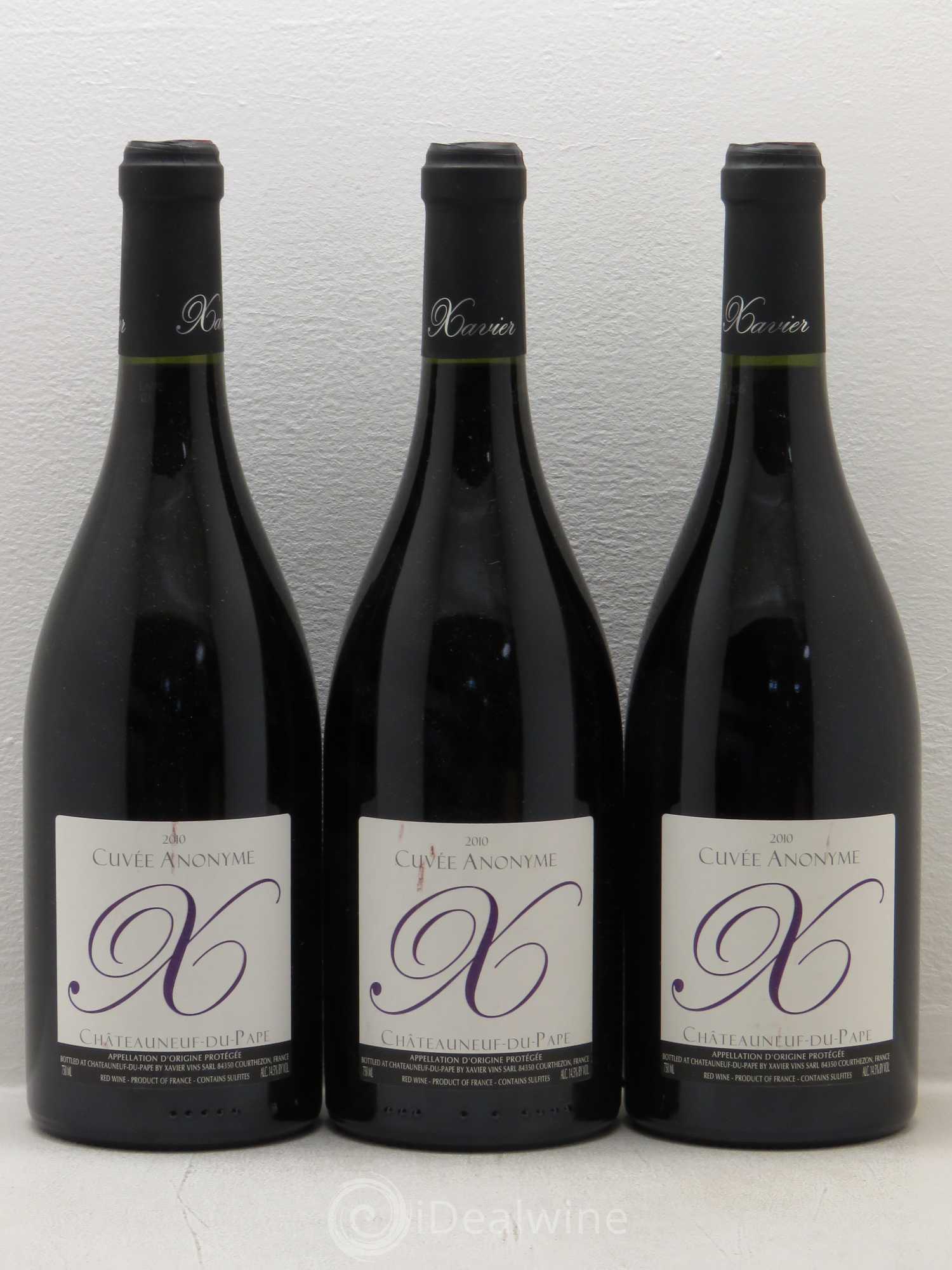Châteauneuf-du-Pape Anonyme Xavier Vins 2010 - Lot de 3 bouteilles - 0