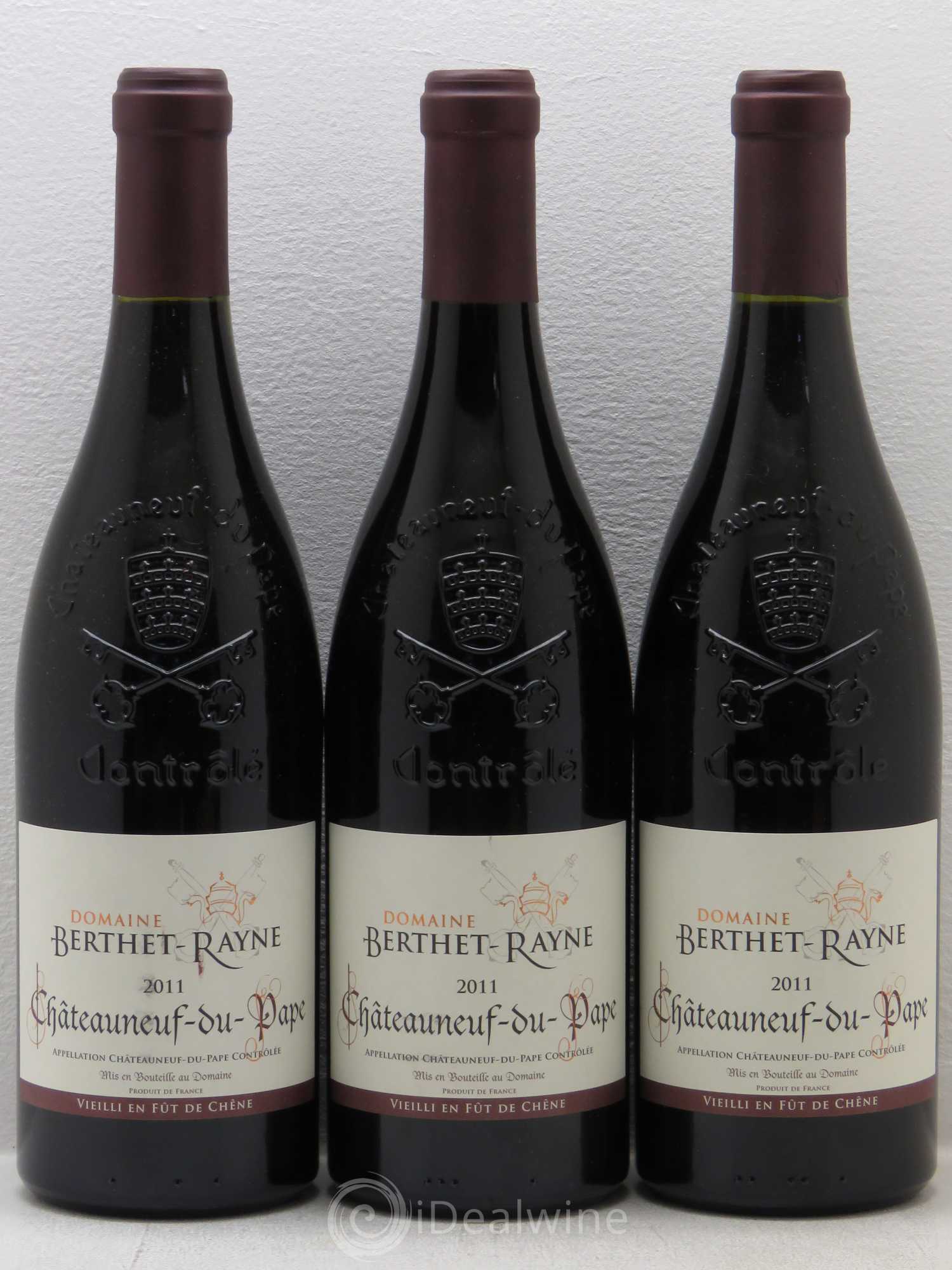Châteauneuf-du-Pape Vieilli En Fût De Chêne Domaine Berthet Rayne 2011 - Posten von 3 Flaschen - 0