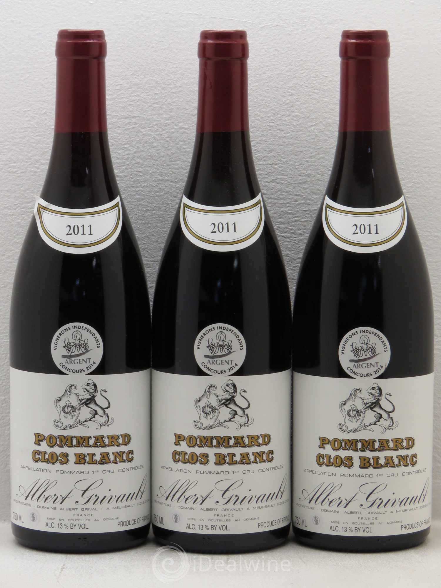 Pommard 1er Cru Clos Blanc Albert Grivault 2011 - Lot de 3 bouteilles - 0