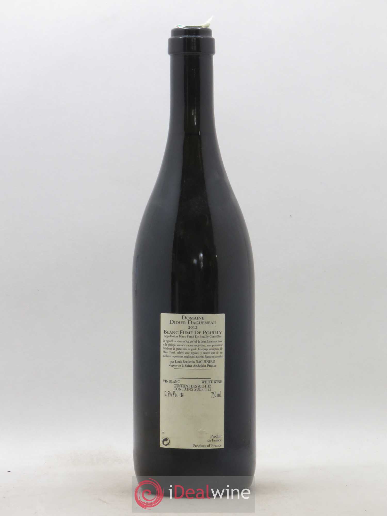 Pouilly-Fumé Blanc Fumé de Pouilly Dagueneau (Domaine Didier - Louis-Benjamin) 2012 - Lot de 1 bouteille - 1