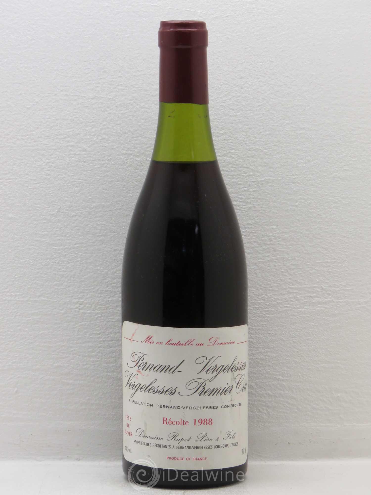 Pernand-Vergelesses 1er Cru Vergelesses Rapet 1988 - Lot de 1 bouteille - 0