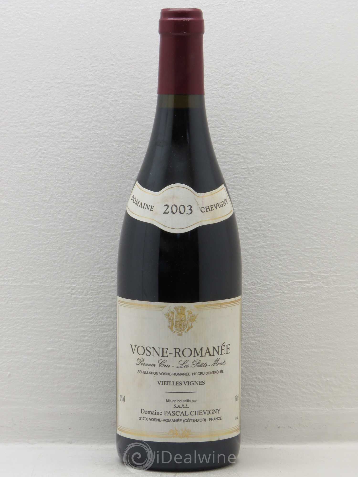 Vosne-Romanée 1er Cru Les Petits Monts Vieilles Vignes P. Chevigny 2003 - Posten von 1 Flasche - 0