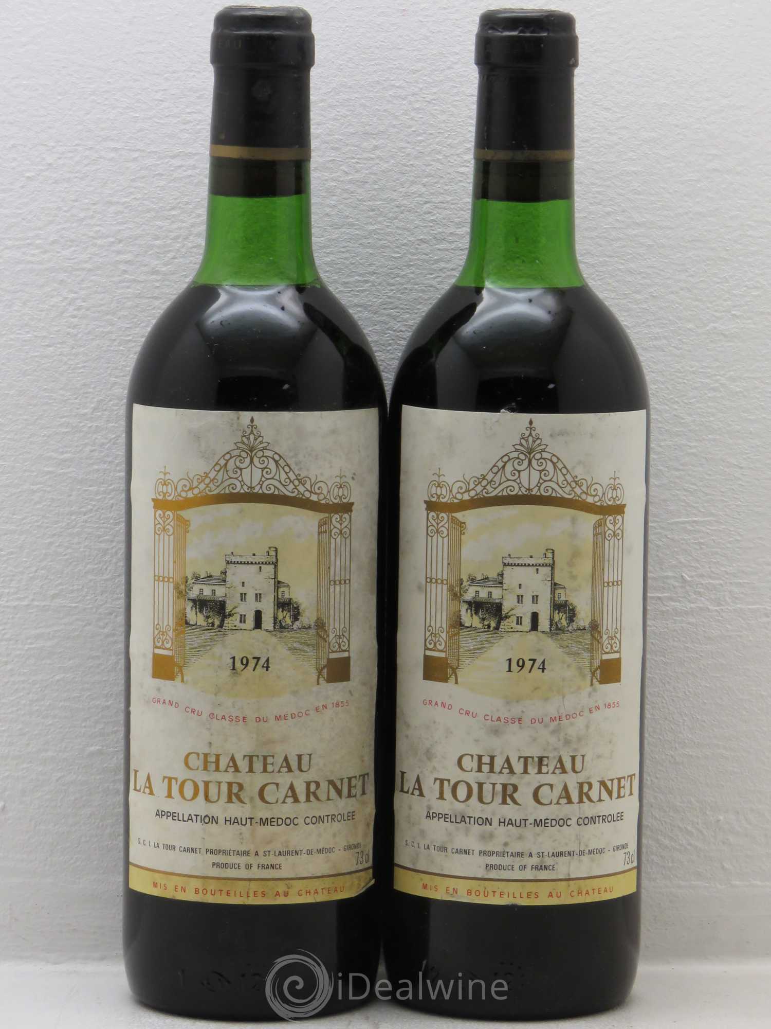 Château la Tour Carnet 4ème Grand Cru Classé 1974 - Lot de 2 bouteilles - 0