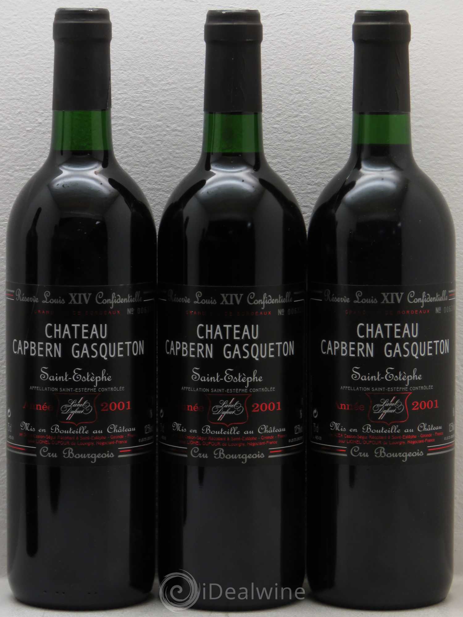 Château Capbern Gasqueton Reserve Louis XIV Confidentielle (sans prix de réserve) 2001 - Posten von 6 Flaschen - 1