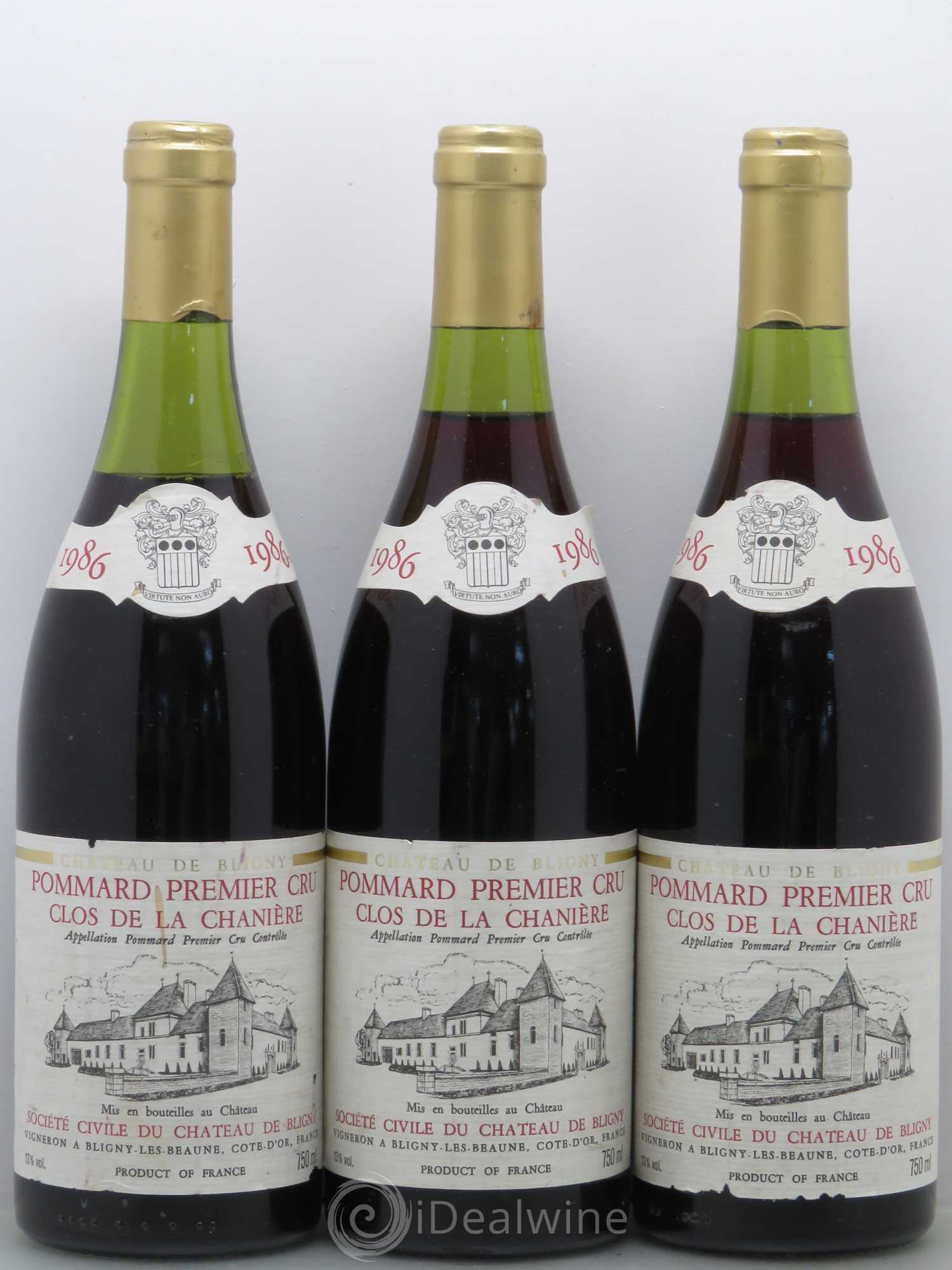Pommard 1er Cru Clos De La Chaniere Château de Bligny 1986 - Posten von 3 Flaschen - 0