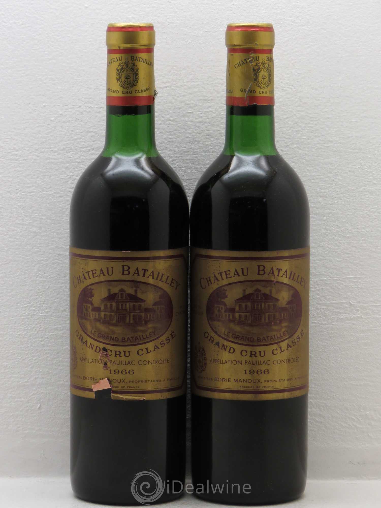 Château Batailley 5ème Grand Cru Classé 1966 - Lot de 2 bouteilles - 0