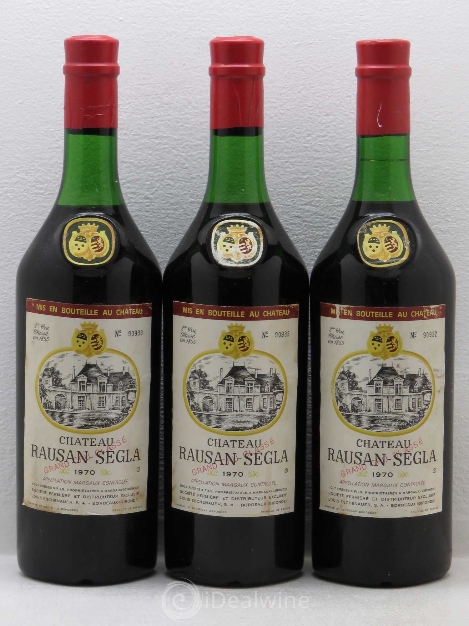 Château Rauzan Ségla Grand Cru Classé 1970 - Lot de 3 bouteilles - 0