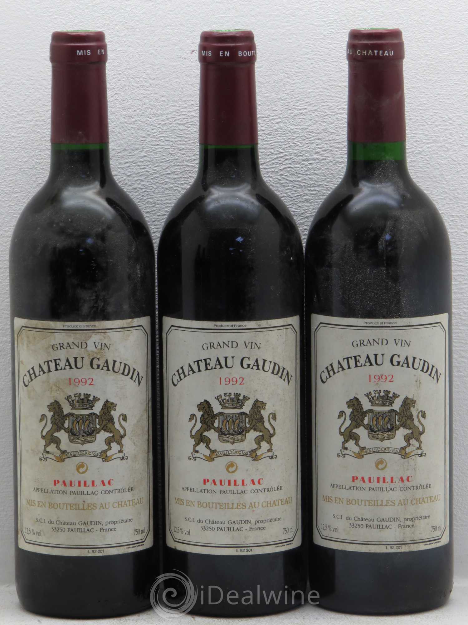Bordeaux Château Gaudin - Pauillac 1992 - Lot of 6 bottles - 2