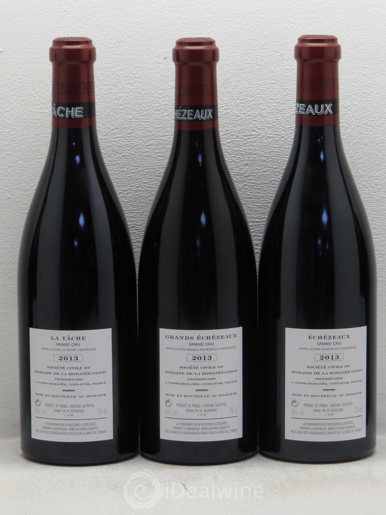 Assortiment 2013 du Domaine de la Romanée-Conti Domaine de la Romanée-Conti 5 bouteilles 1 Echezeaux 1 Grand Echezeaux 1 Richebourg 1 Romanée Saint Vivant 1 La Tâche 2013 - Posten von 1 Flasche - 2