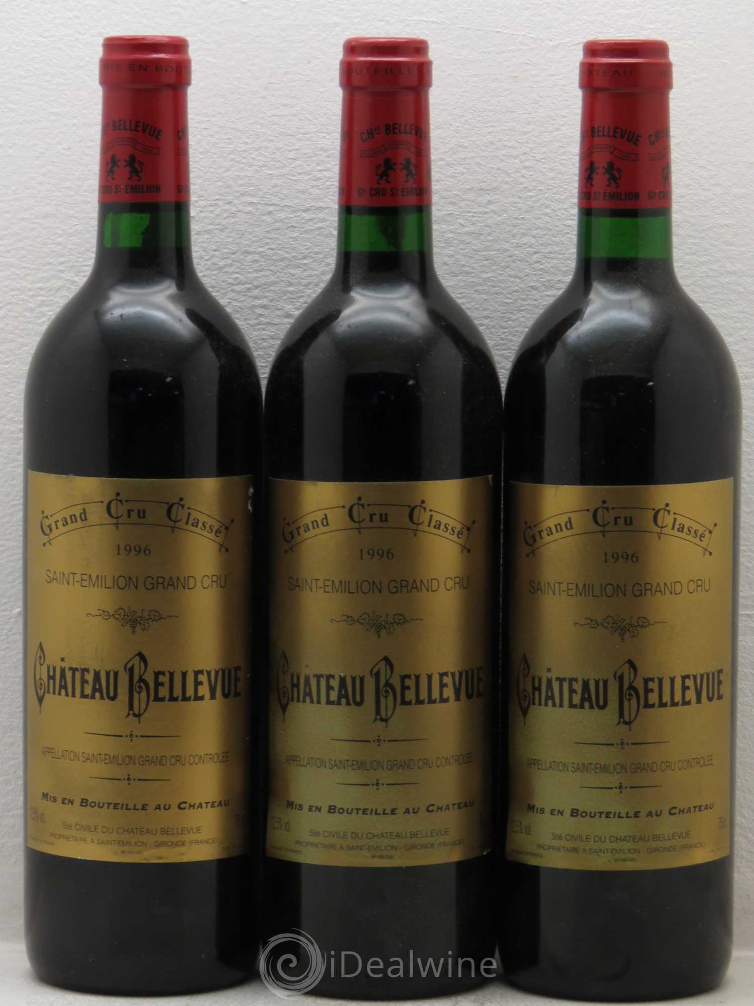 Château Bellevue Grand Cru Classé (sans prix de réserve) 1996 - Lot de 3 bouteilles - 0