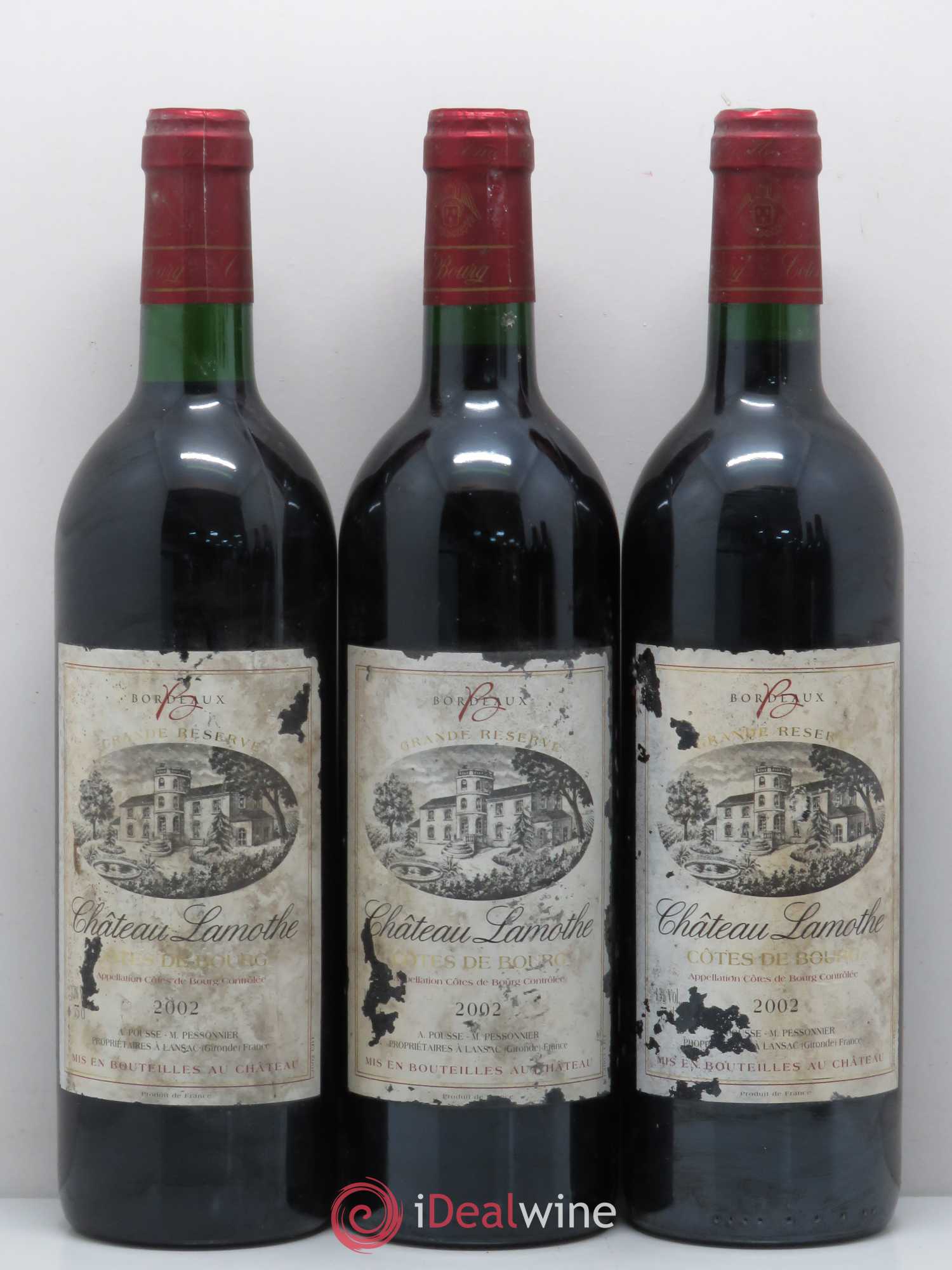 Bordeaux Château Lamothe Cotes de Bourg (sans prix de réserve) 2002 - Lot de 6 bouteilles - 1
