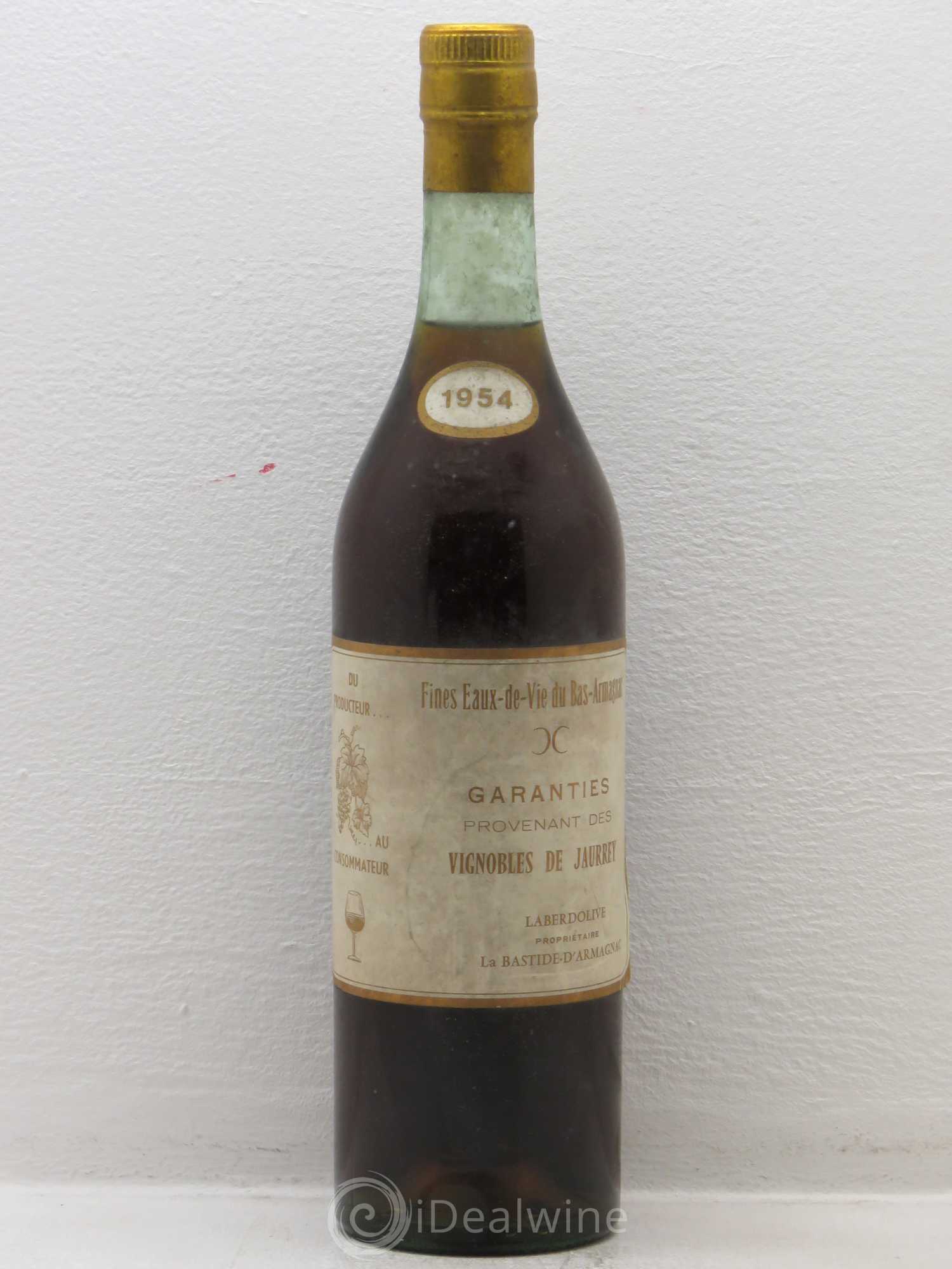 Bas-Armagnac Fines eaux de vie du bas armagnac Laberdolive Vignole de Jauney 1954 - Posten von 1 Flasche - 0