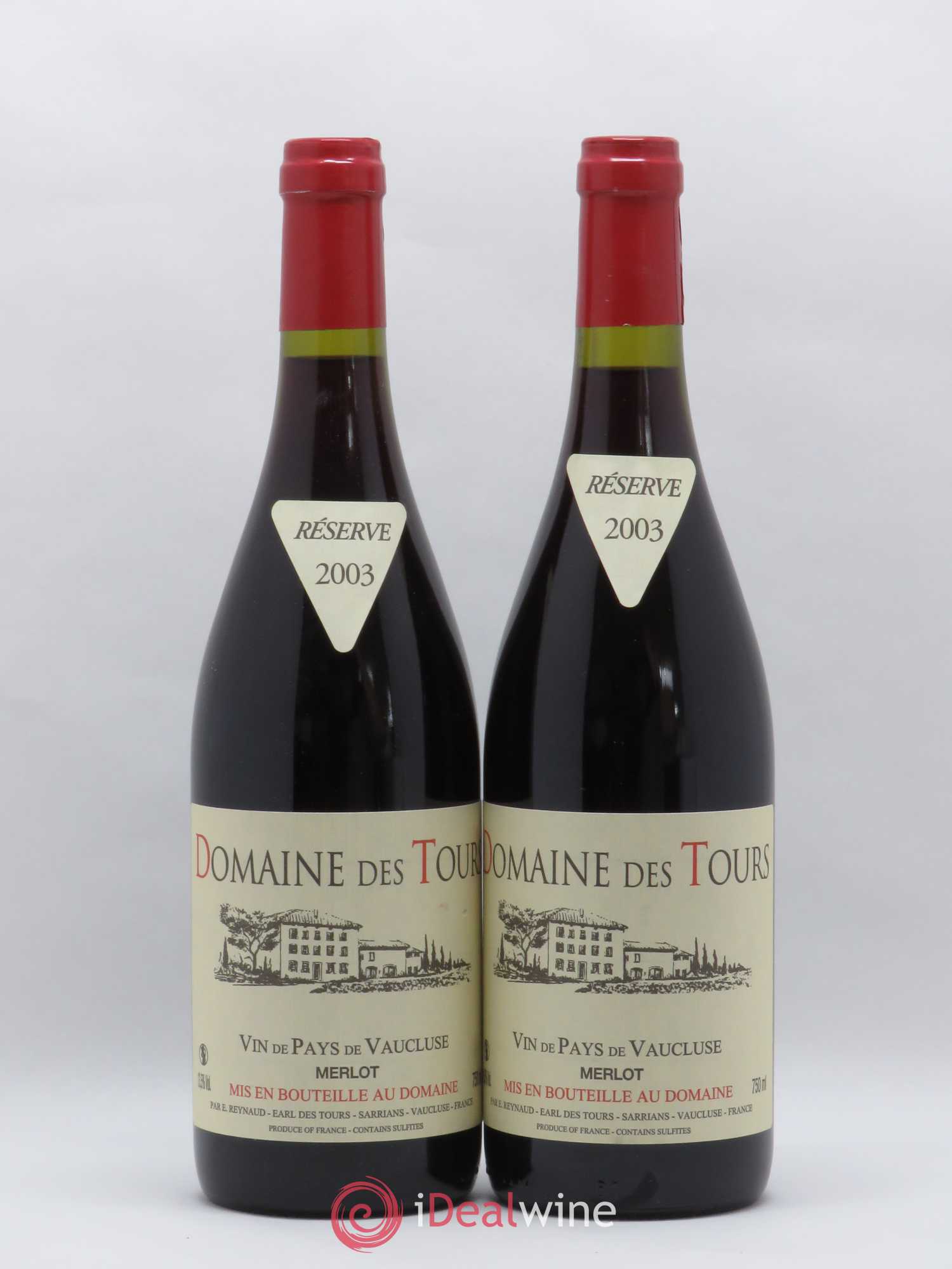Vaucluse Domaine des Tours Merlot Emmanuel Reynaud 2003 - Lot de 2 bouteilles - 0