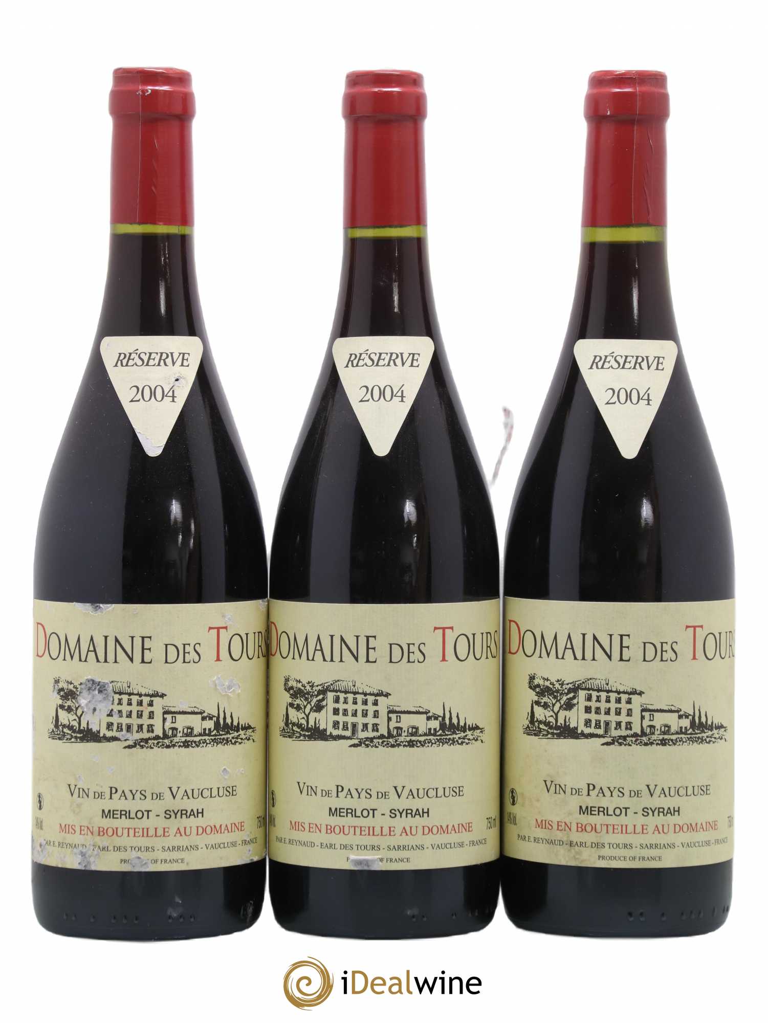 Vaucluse Domaine des Tours Merlot-Syrah Emmanuel Reynaud 2004 - Lot de 3 bouteilles - 0