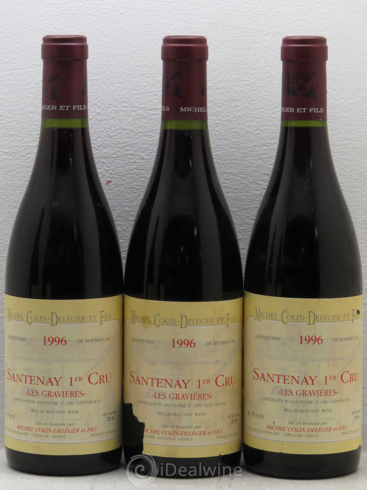 Santenay 1er Cru Les Gravières Colin Deleger (sans prix de réserve) 1996 - Posten von 5 Flaschen - 1