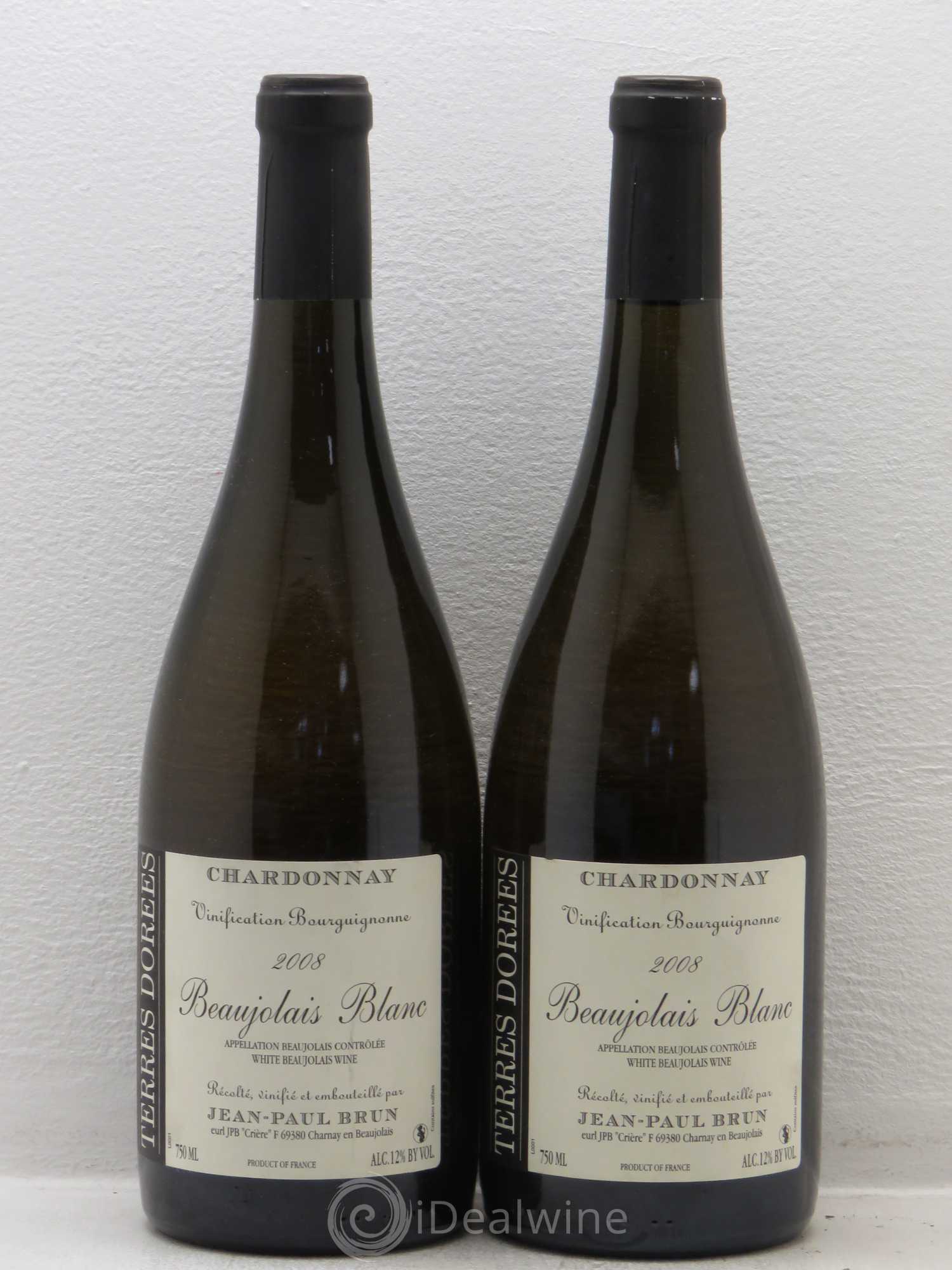 Beaujolais Chardonnay Terres Dorées 2008 - Posten von 2 Flaschen - 0