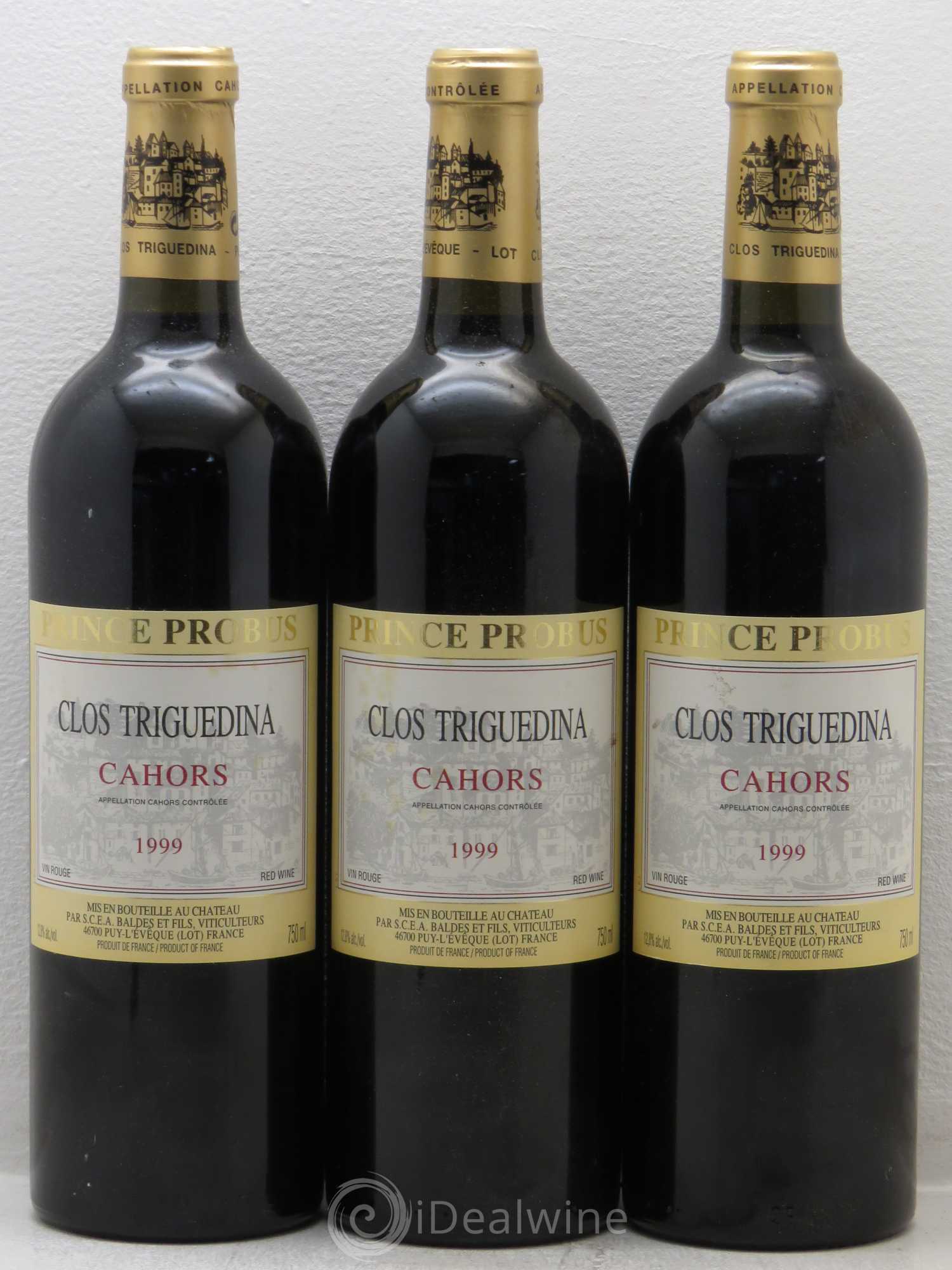 Cahors Clos Triguedina Probus Jean-Luc Baldès (sans prix de réserve) 1999 - Lot de 3 bouteilles - 0