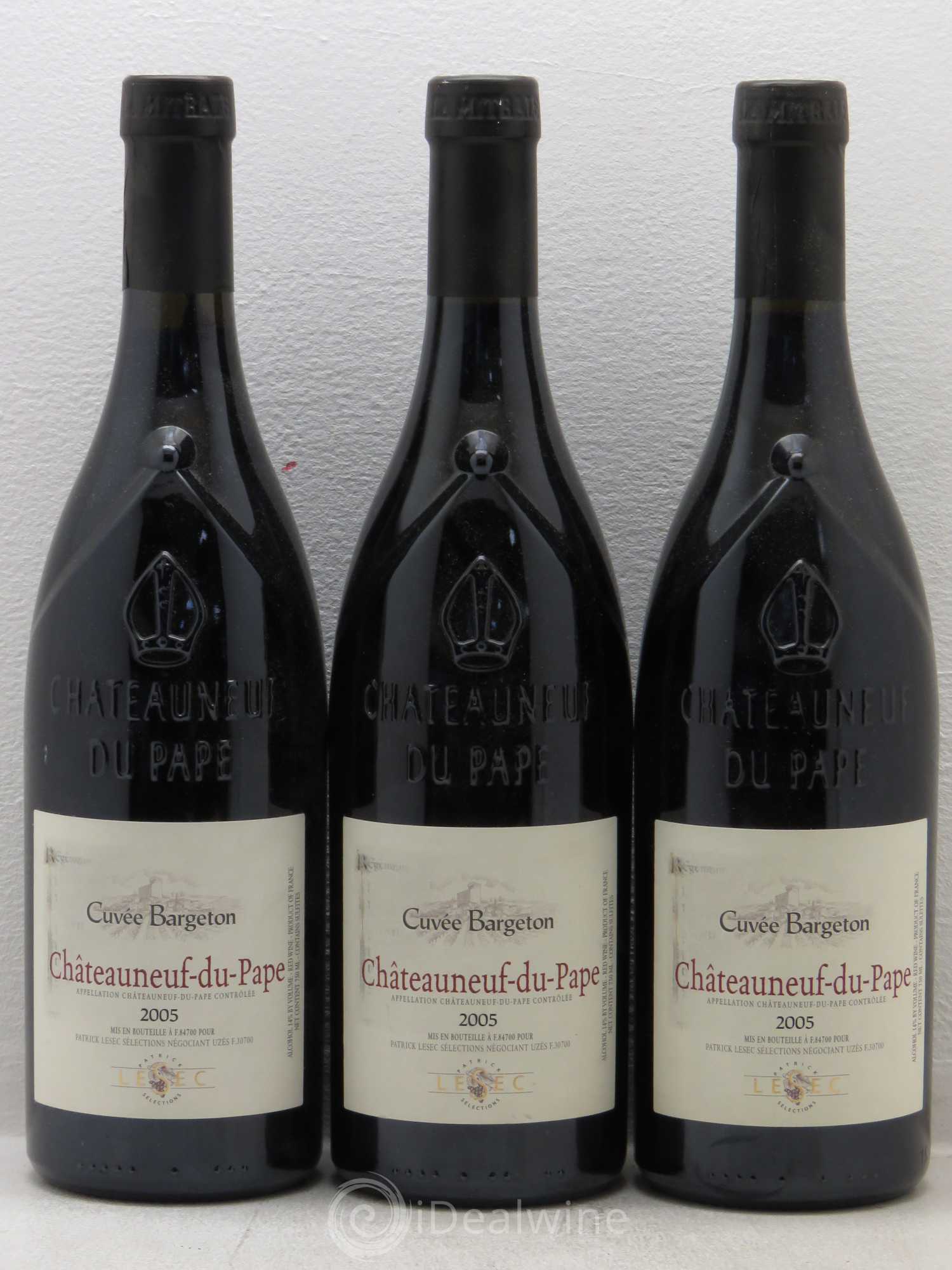 Châteauneuf-du-Pape Bargeton Patrick Lesec Selection (sans prix de réserve) 2005 - Posten von 3 Flaschen - 0