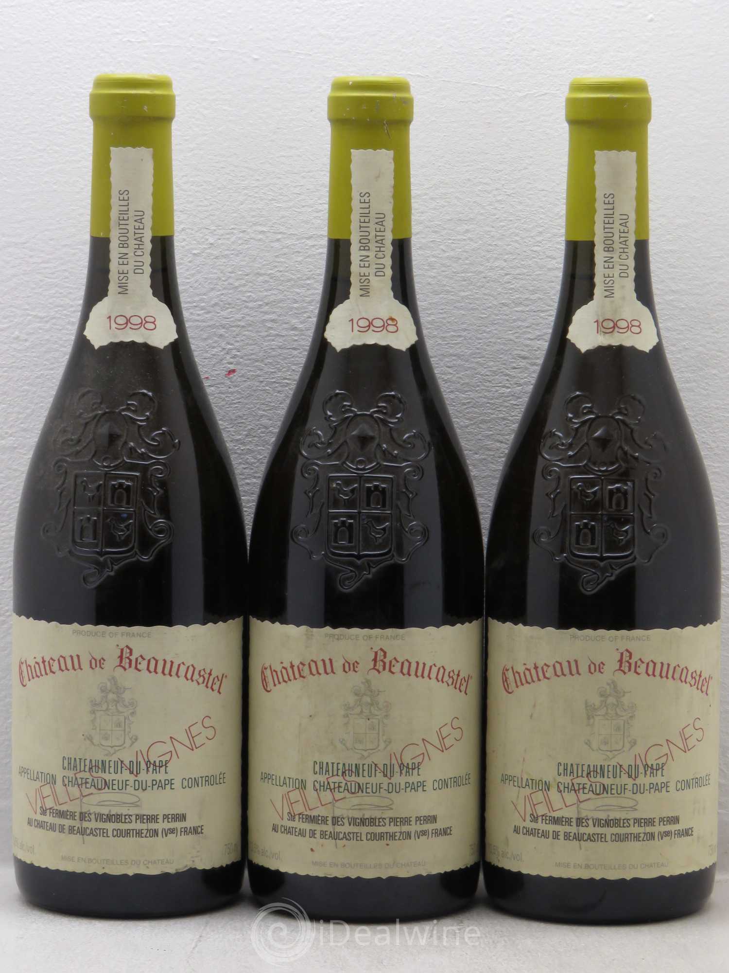 Châteauneuf-du-Pape Château de Beaucastel Vieilles vignes Roussanne Famille Perrin (sans prix de réserve) 1998 - Lot de 3 bouteilles - 0
