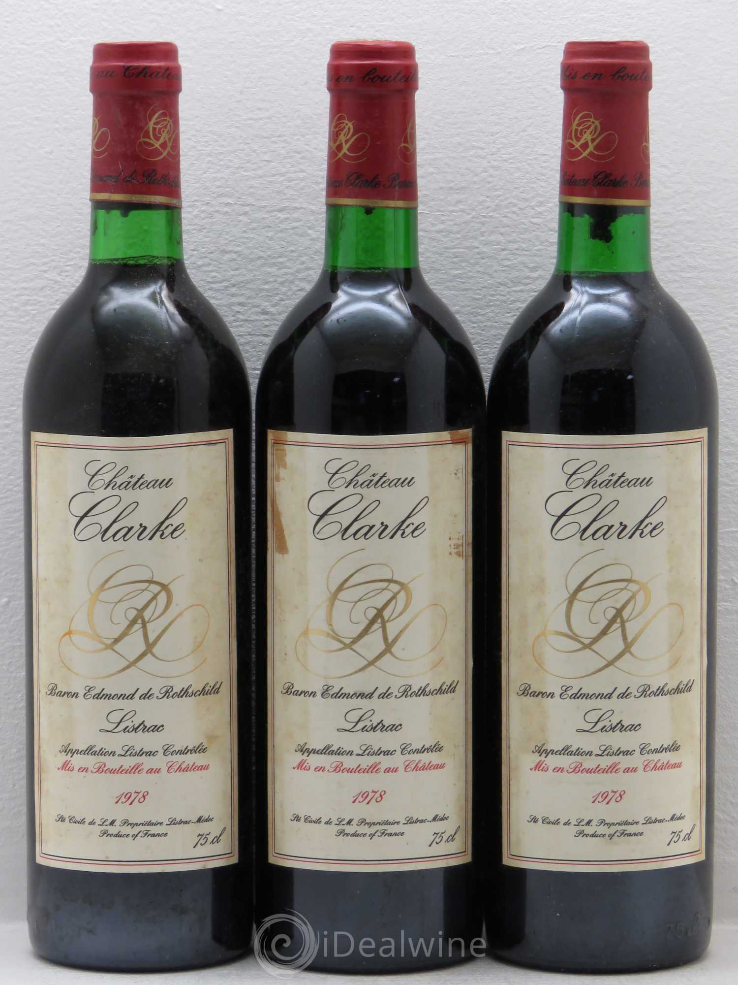 Château Clarke (sans prix de réserve) 1978 - Lot de 3 bouteilles - 0