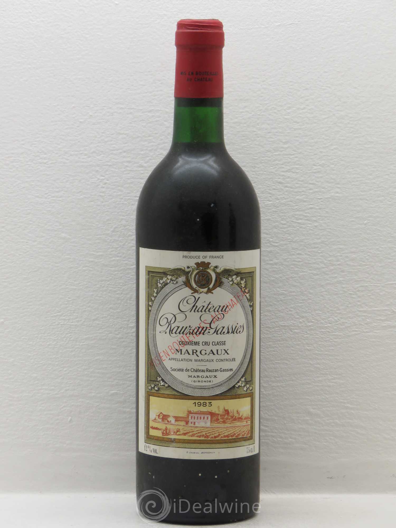 Château Rauzan-Gassies 2ème Grand Cru Classé 1983 - Lot de 1 bouteille - 0