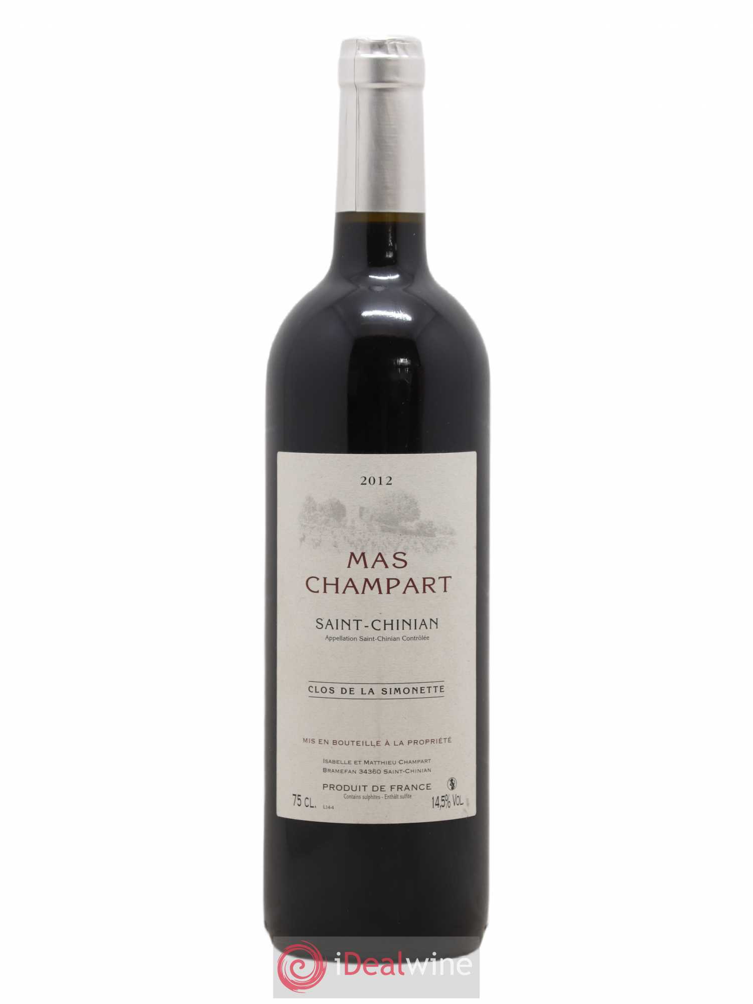 Saint-Chinian Mas Champart Clos de La Simonette Isabelle et Mathieu Champart 2012 - Lot de 1 bouteille - 0