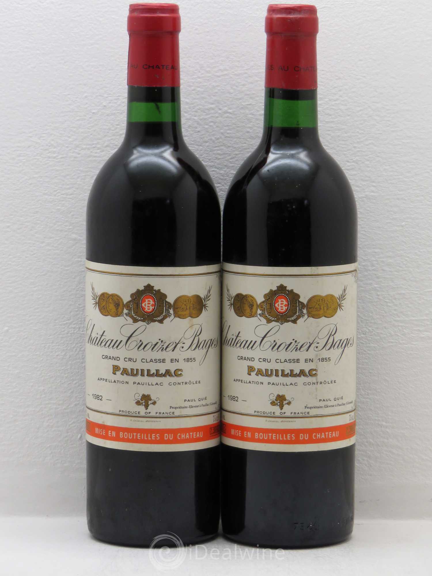 Château Croizet Bages 5ème Grand Cru Classé 1982 - Lot de 2 bouteilles - 0