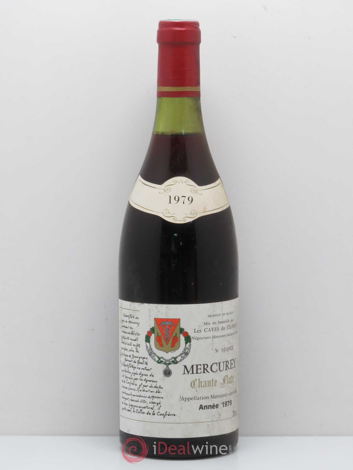 Mercurey Chante Fluté Les Caves du Closeau (sans prix de réserve) 1979 - Posten von 1 Flasche - 0