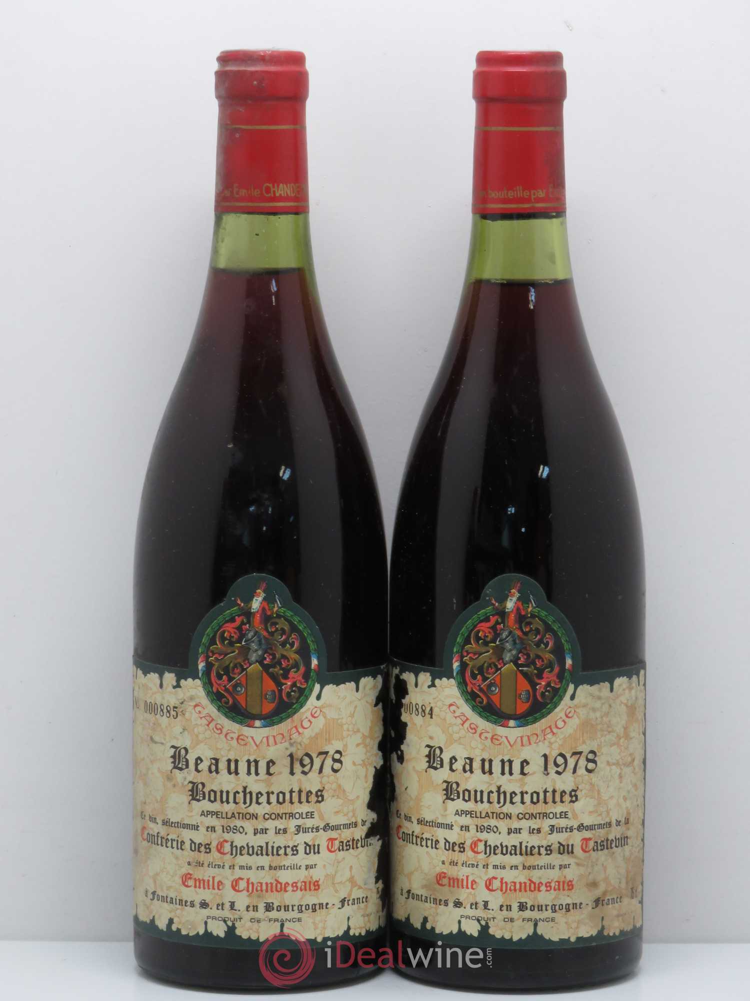 Beaune 1er Cru Boucherottes Tastevinage Emile Chandesais 1978 - Posten von 2 Flaschen - 0