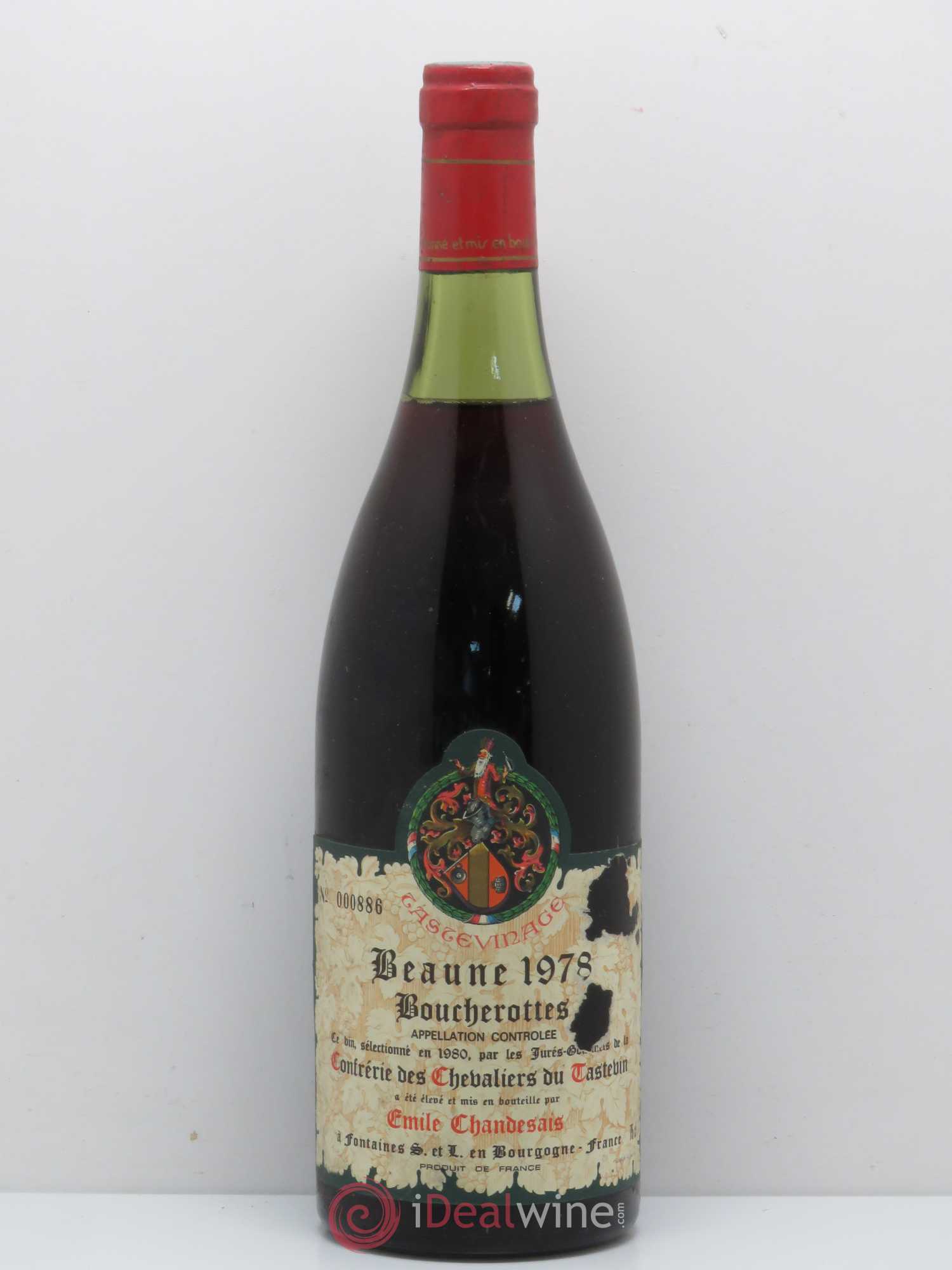 Beaune 1er Cru Boucherottes Tastevinage Emile Chandesais 1978 - Posten von 1 Flasche - 0
