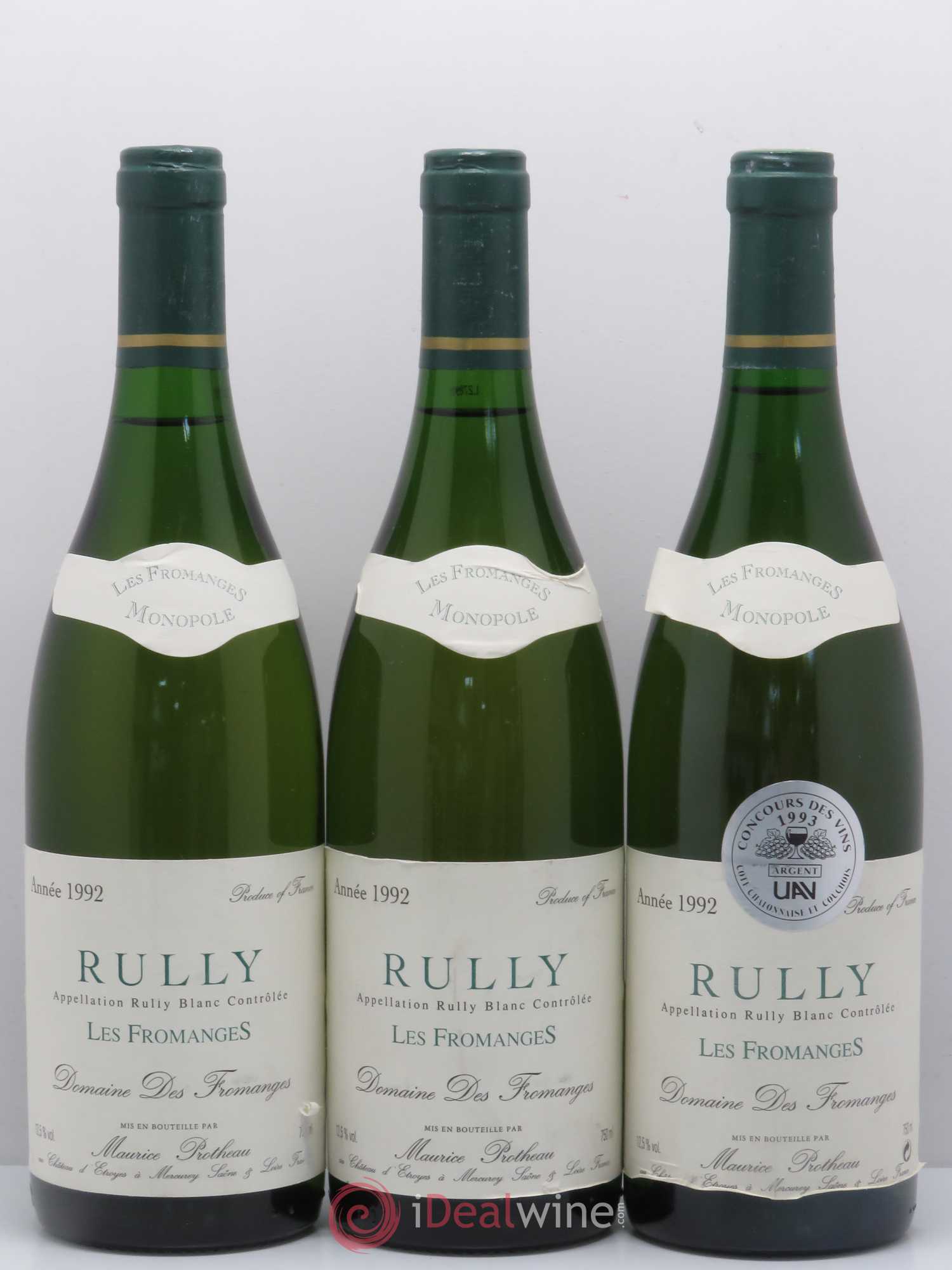 Rully Les Fromanges Maurice Protheau (sans prix de réserve) 1992 - Posten von 3 Flaschen - 0