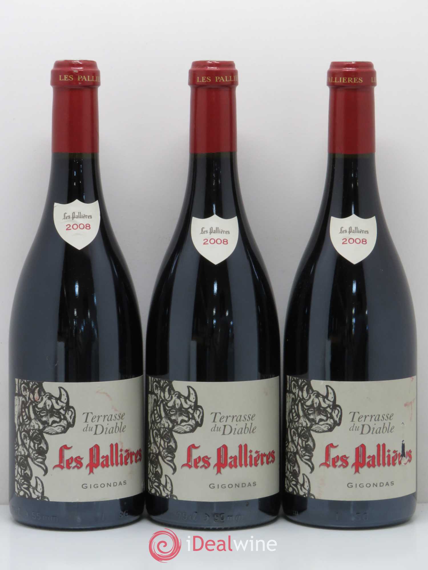 Gigondas Les Pallieres Terrasses du Diable Brunier (sans prix de réserve) 2008 - Posten von 3 Flaschen - 0