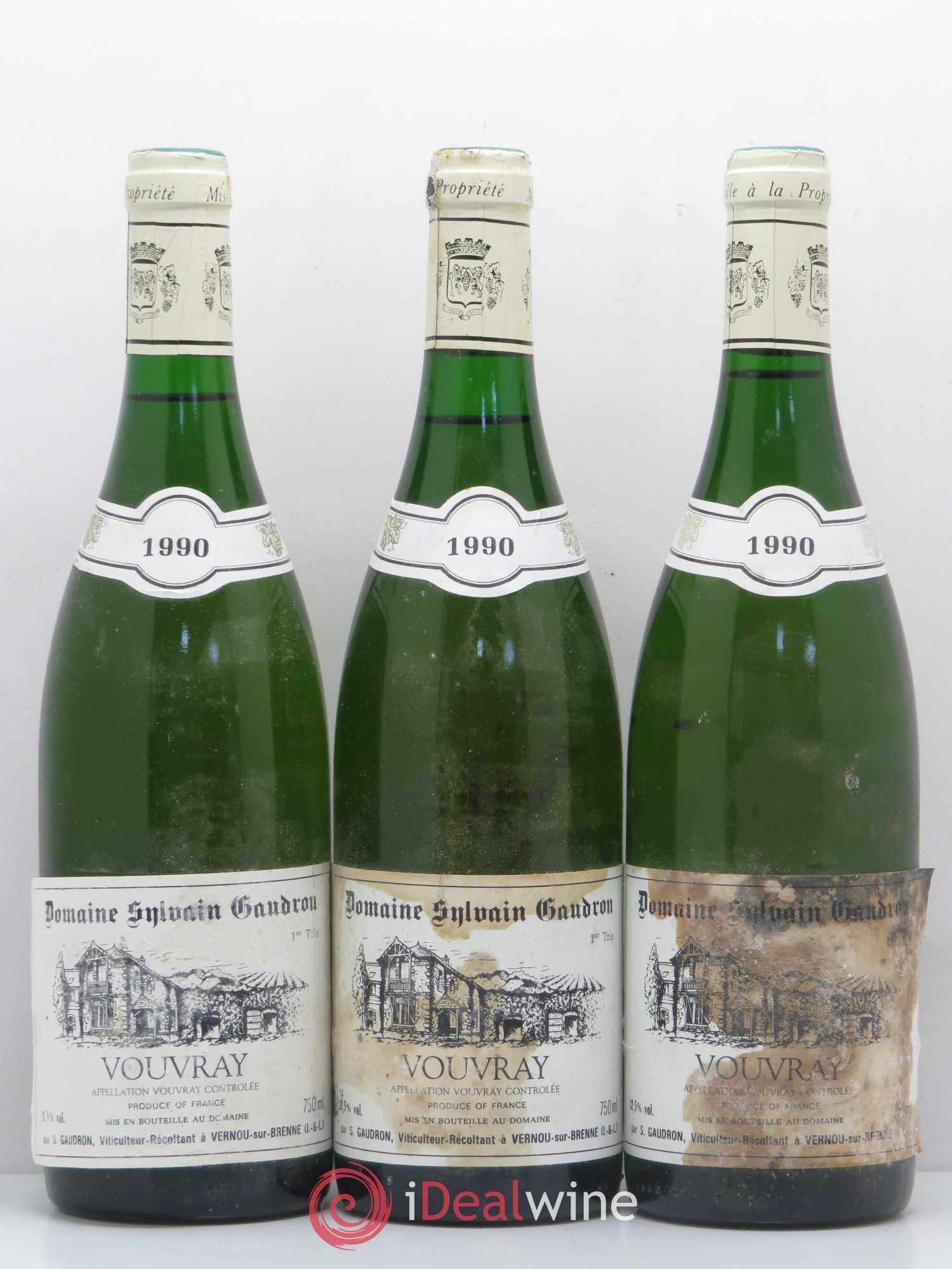 Vouvray Première Trie Sylvain Gaudron 1990 - Lotto di 3 bottiglie - 0