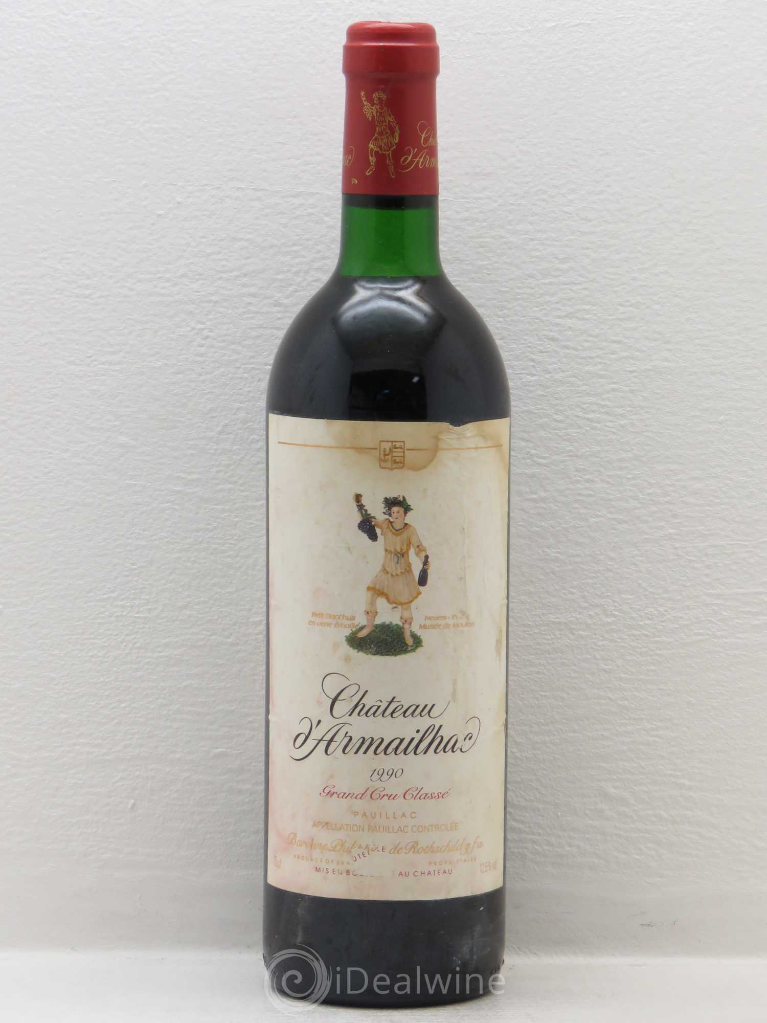 Château d' Armailhac - Mouton Baron(ne) Philippe 5ème Grand Cru Classé 1990 - Lot de 1 bouteille - 0
