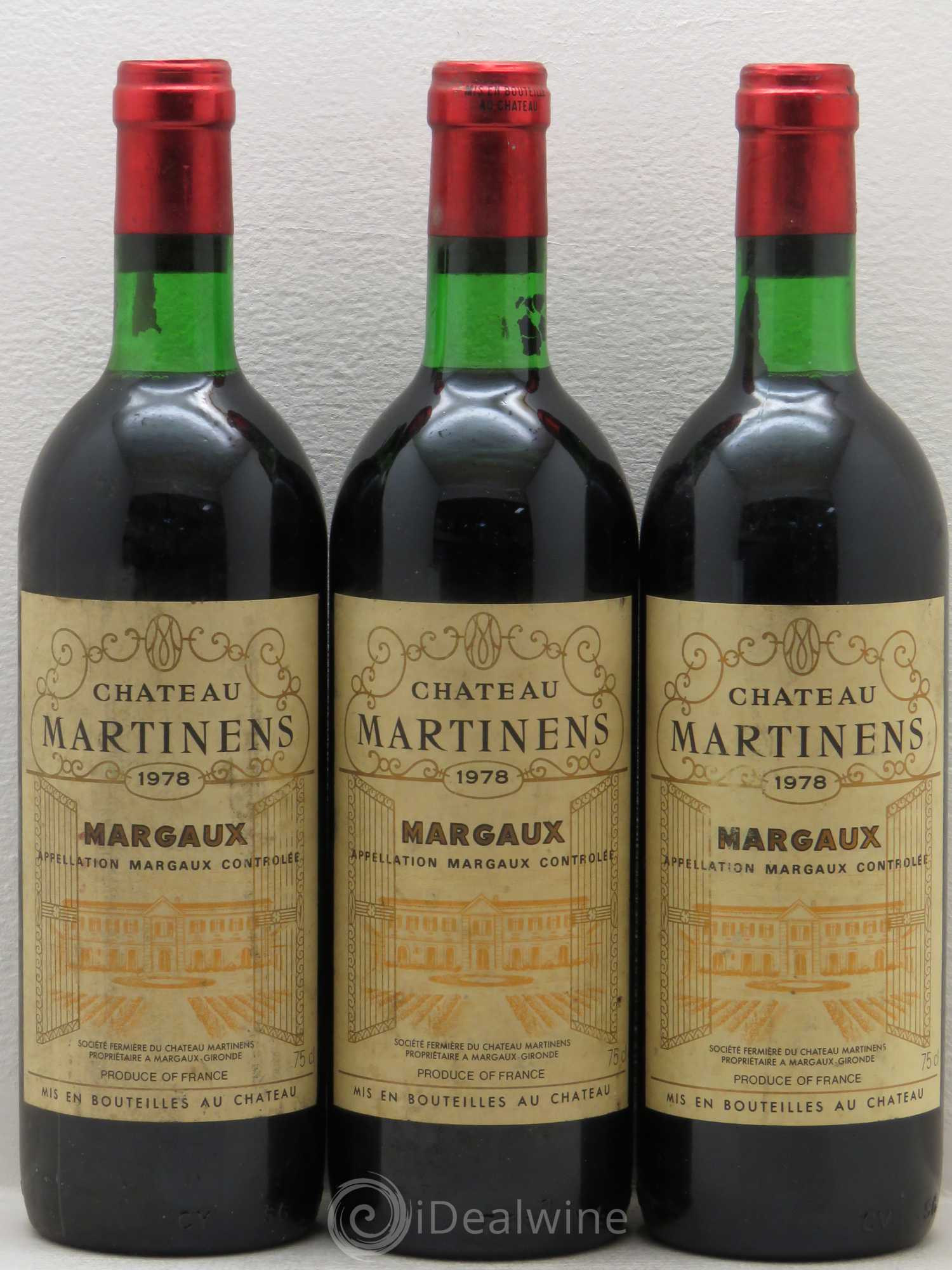 Château Martinens Cru Bourgeois 1978 - Lot de 3 bouteilles - 0
