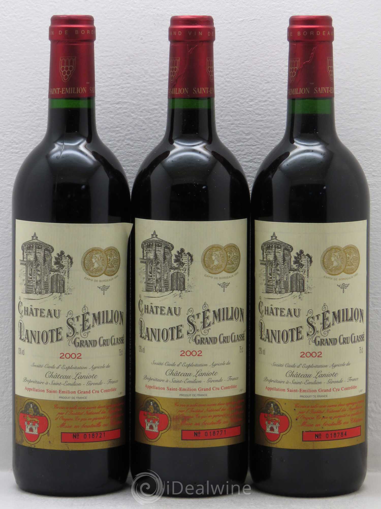 Château Laniote Grand Cru Classé 2002 - Lot de 3 bouteilles - 0
