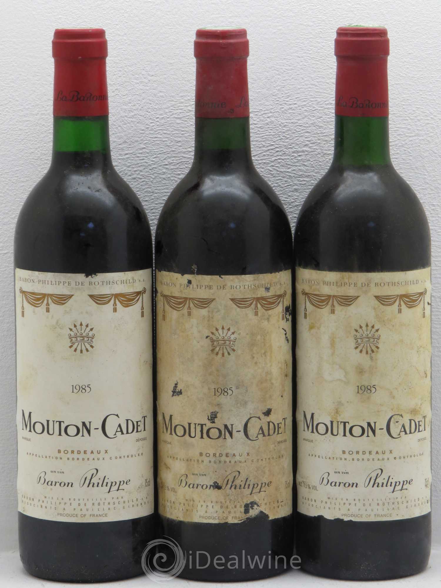 Château Mouton Cadet 1985 - Lot de 3 bouteilles - 0