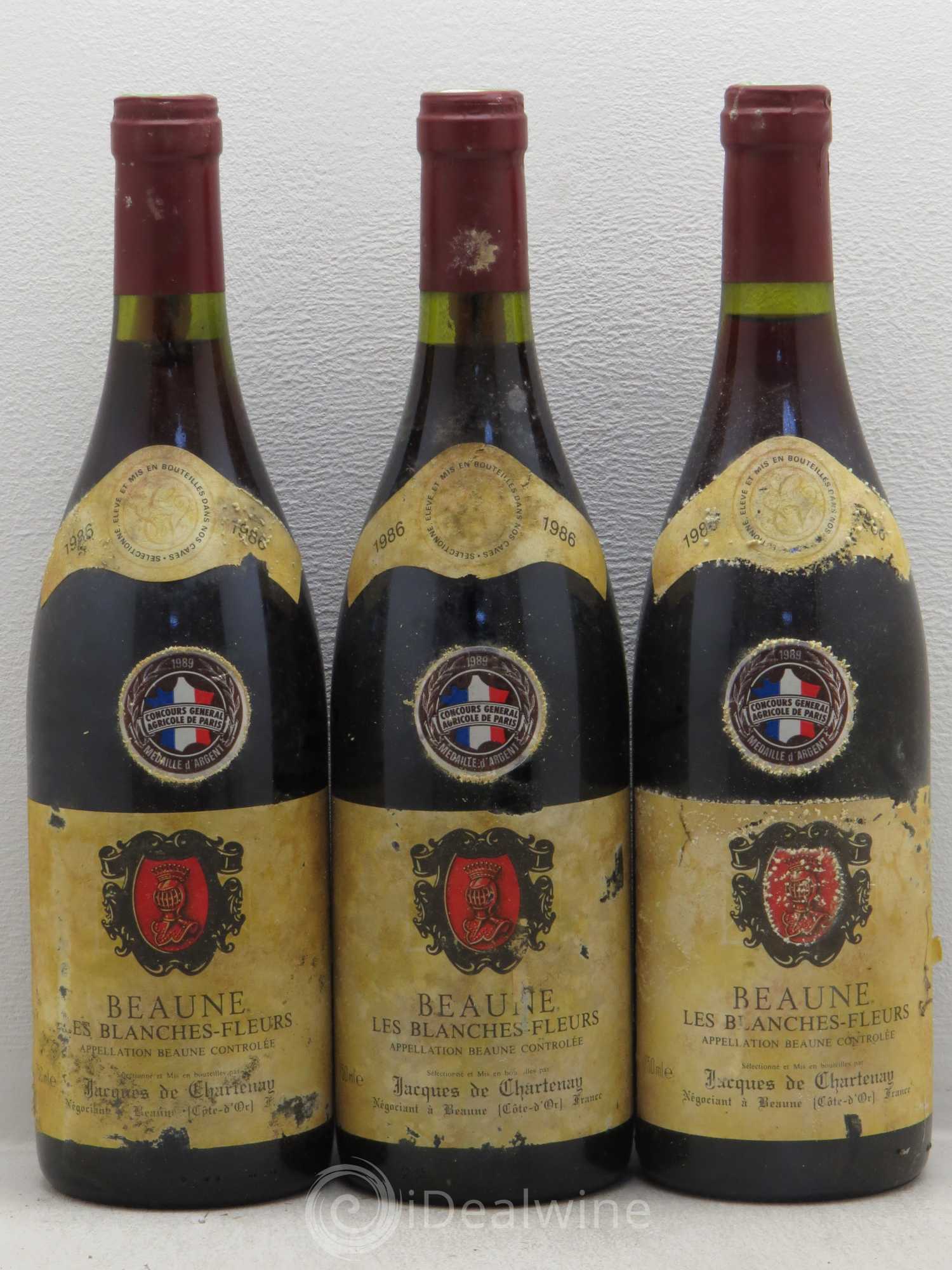Beaune Les Blanches Fleurs Jacques de Chartenay 1986 - Posten von 3 Flaschen - 0