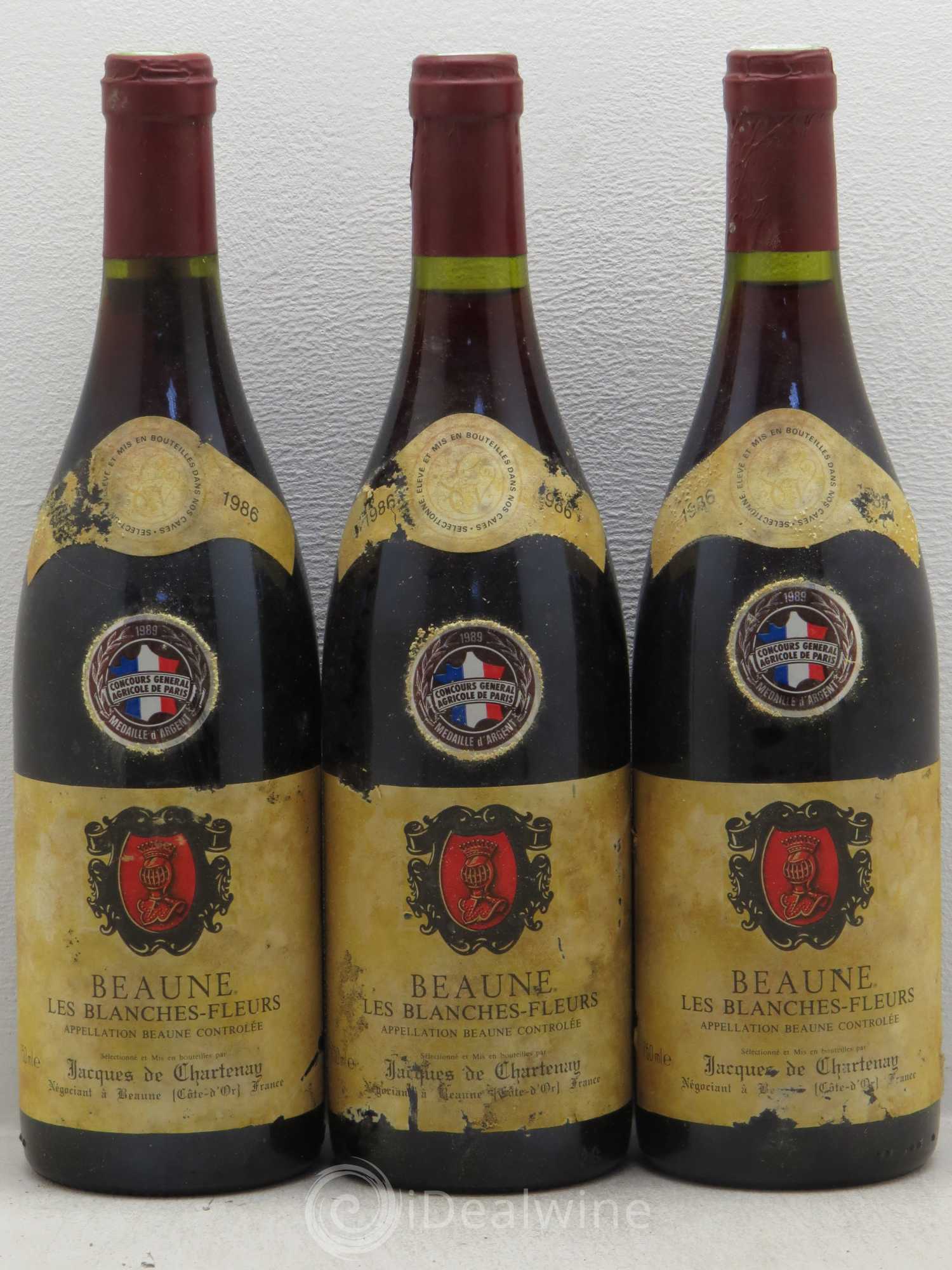 Beaune Les Blanches Fleurs Jacques de Chartenay 1986 - Lotto di 3 bottiglie - 0