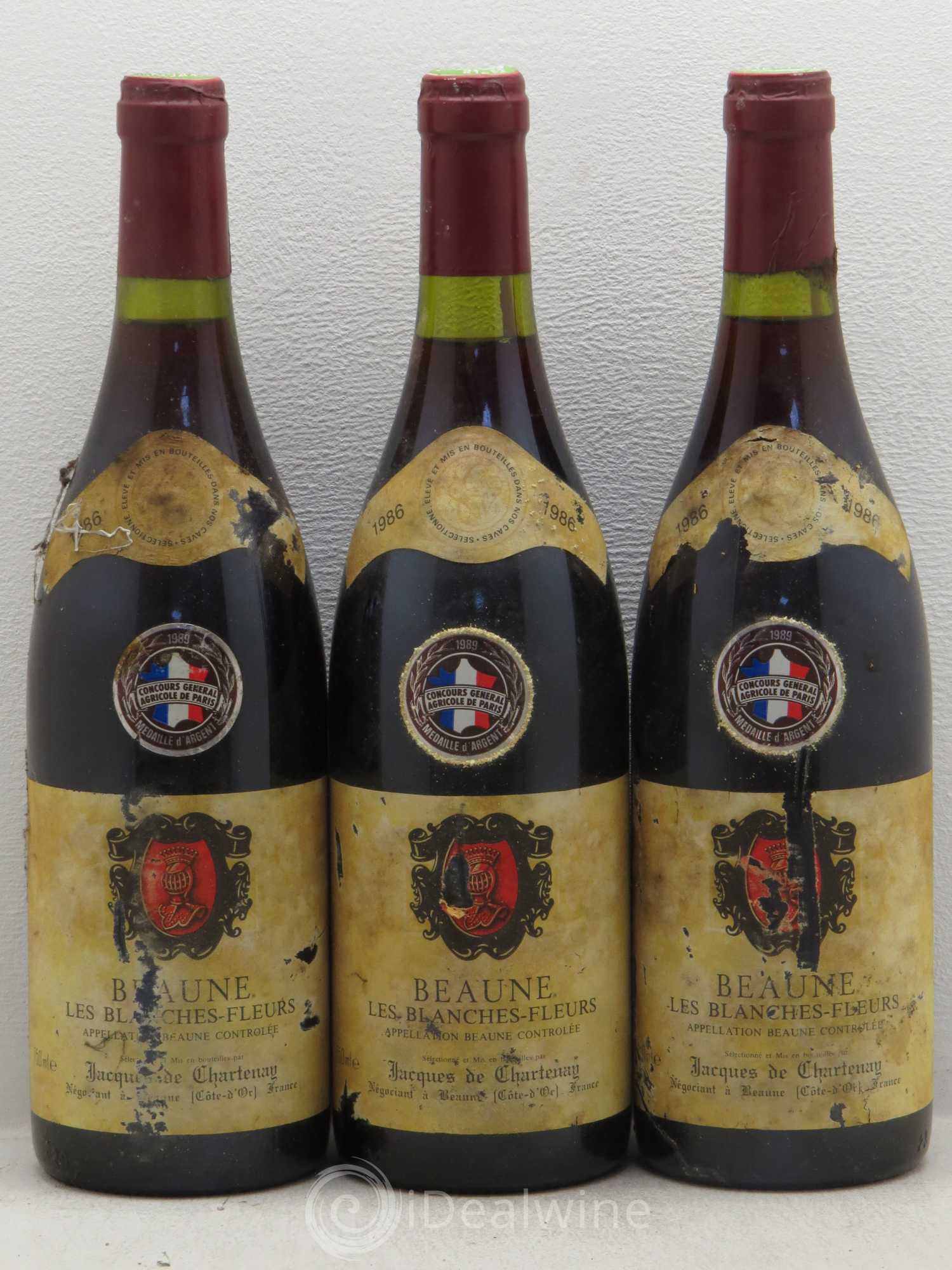 Beaune Les Blanches Fleurs Jacques de Chartenay 1986 - Posten von 3 Flaschen - 0